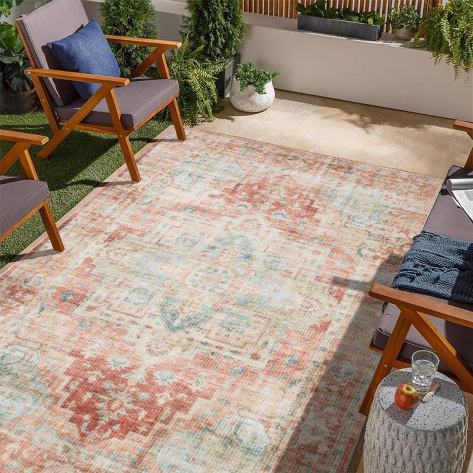 HGTRH Outdoor Rugs For Garden, Outdoor Carpets For Patio, Recycled Durable Outside Rug Washable For Backyard, Porch, Balcony, Deck D 180 * 250cm