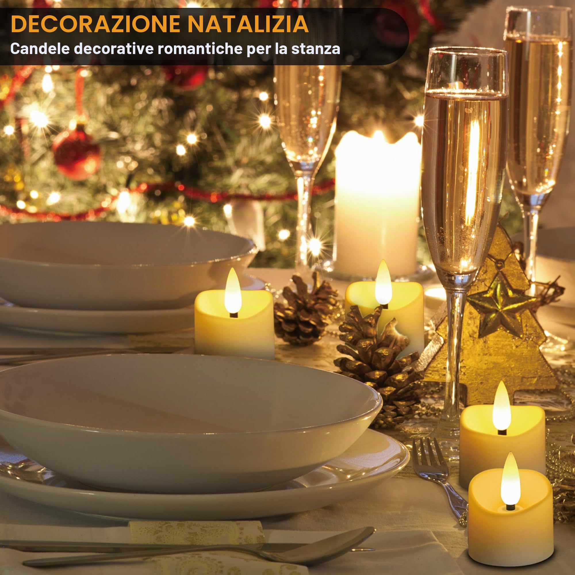 daphomeu Candele LED Ricaricabili Con Telecomando 6 Pezzi, Senza Fiamma, Con Funzione Timer, Simulazione, Candele Elettriche, Per Matrimonio, Festa, Halloween, Natale, Decorazione Della Casa