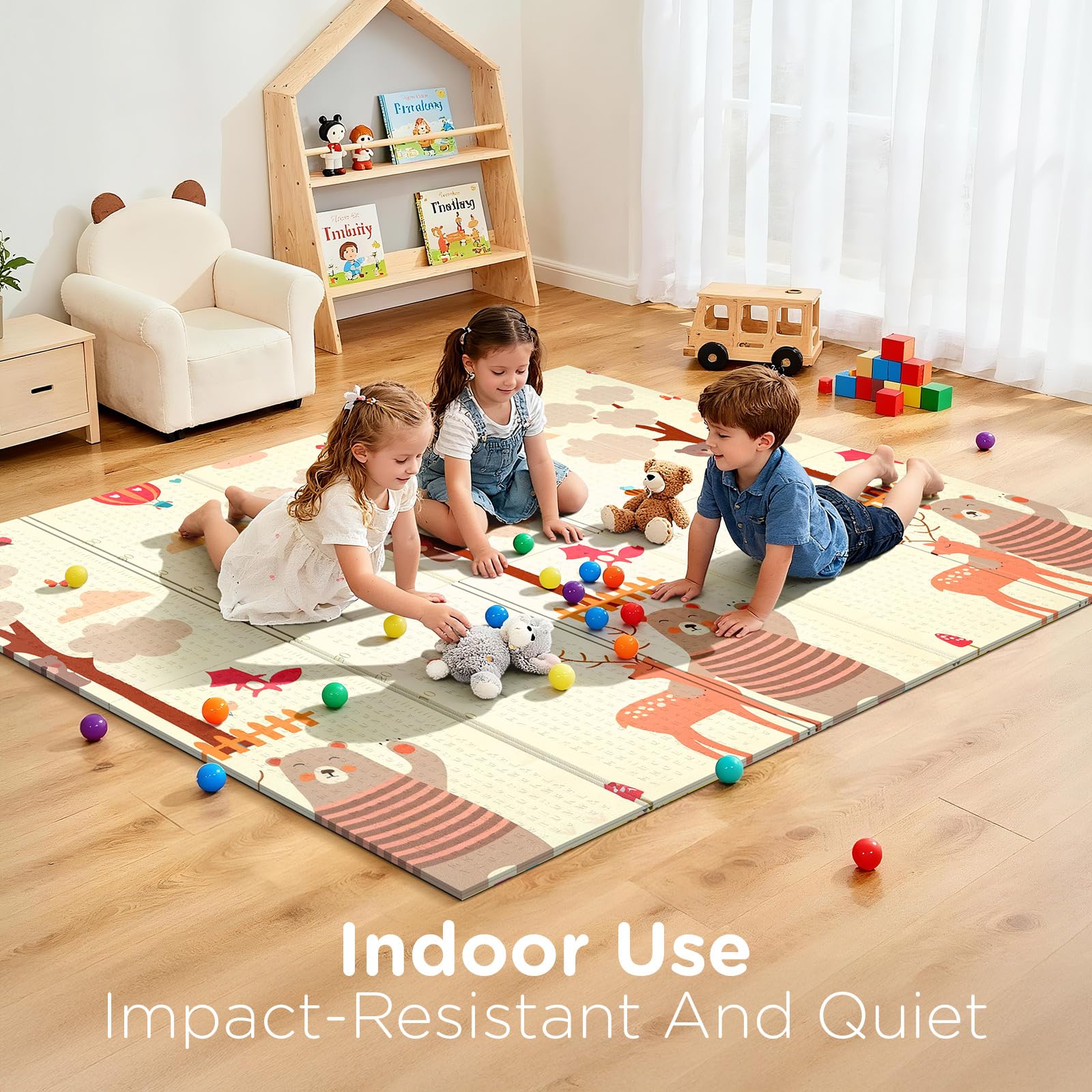 Tapis d'Éveil Grande Taille 200x180cm – Tapis de Jeu Bébé Double Face, Tapis de Sol Bébé en XPE 1cm, Pliable, Imperméable, Sac de Rangement Inclus (Panda)