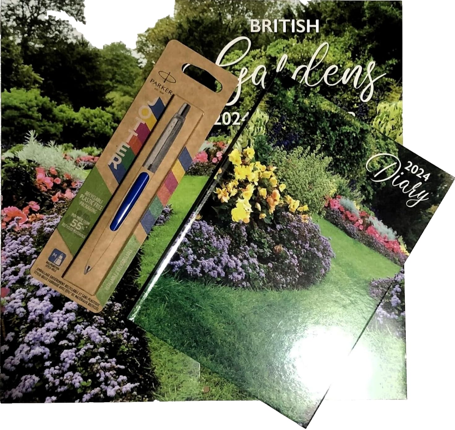 2024 BRITISH GARDENS GARDENERS WORLD YEAR Calendar and Diary & PARKER PEN Gift Set This will make a great xmas gift.