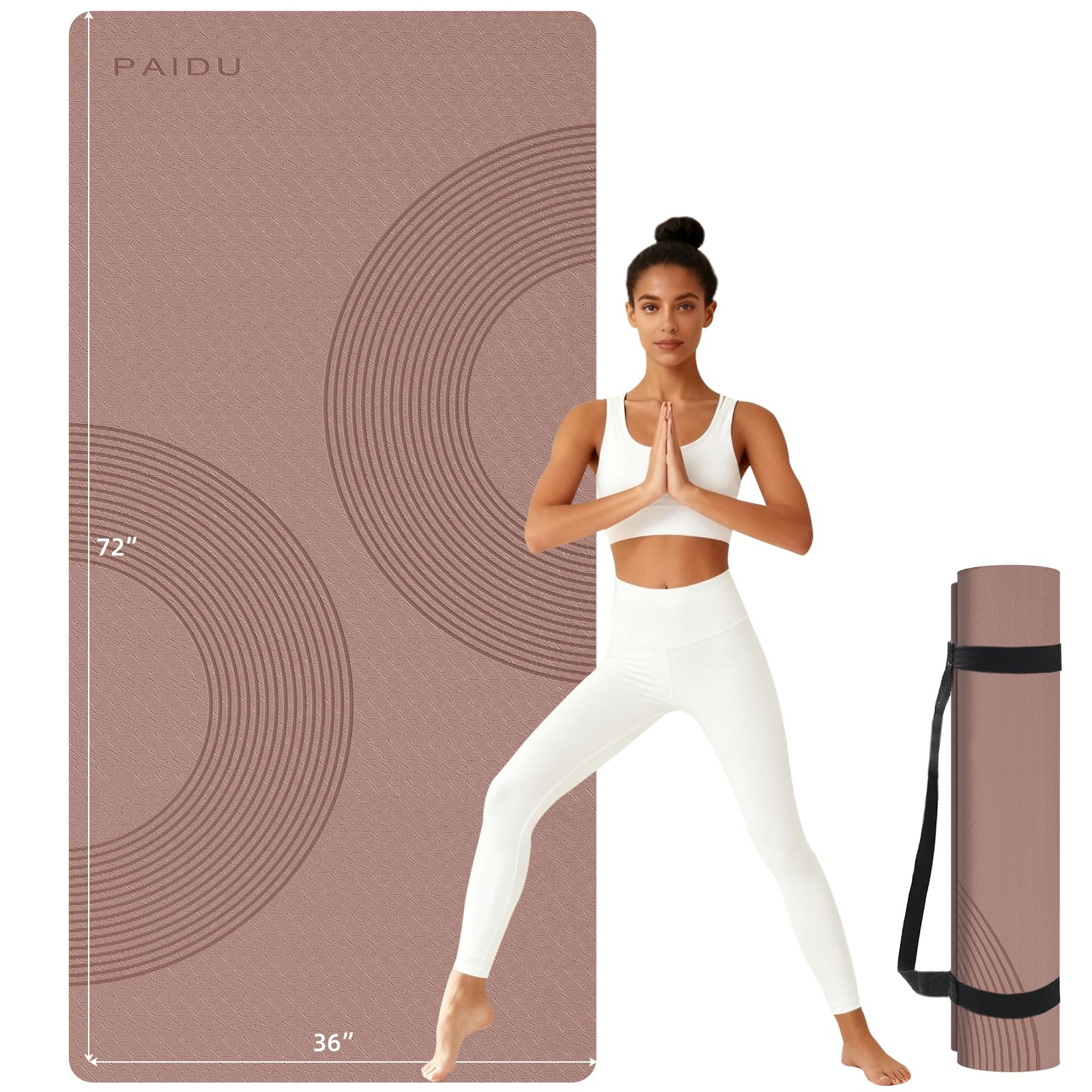 PAIDU Large Yoga Mat 72"x36"x2/5" POE Non-Slip Exercise Mat
