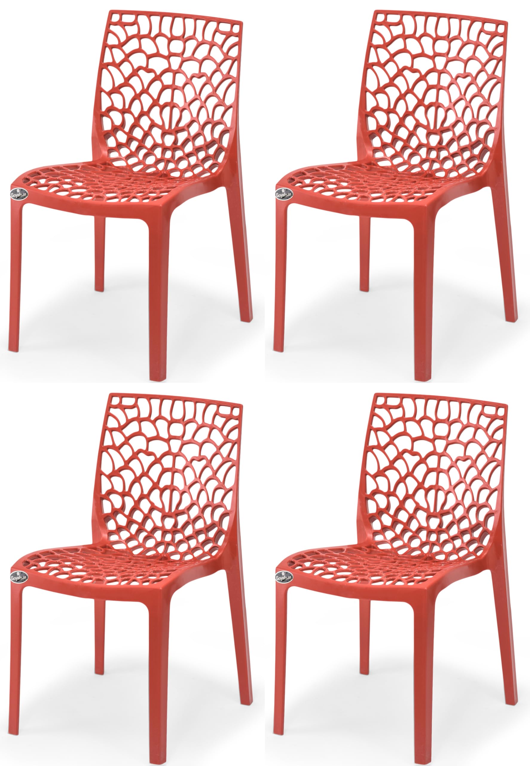 KITHANIA Plastic Web Chair Outdoor Without Arm Chair (Jali) Gloss Finish Standard Chair for Home, Office and Restaurant, Plastic Outdoor Chair (4, RED, Standard)-image-45