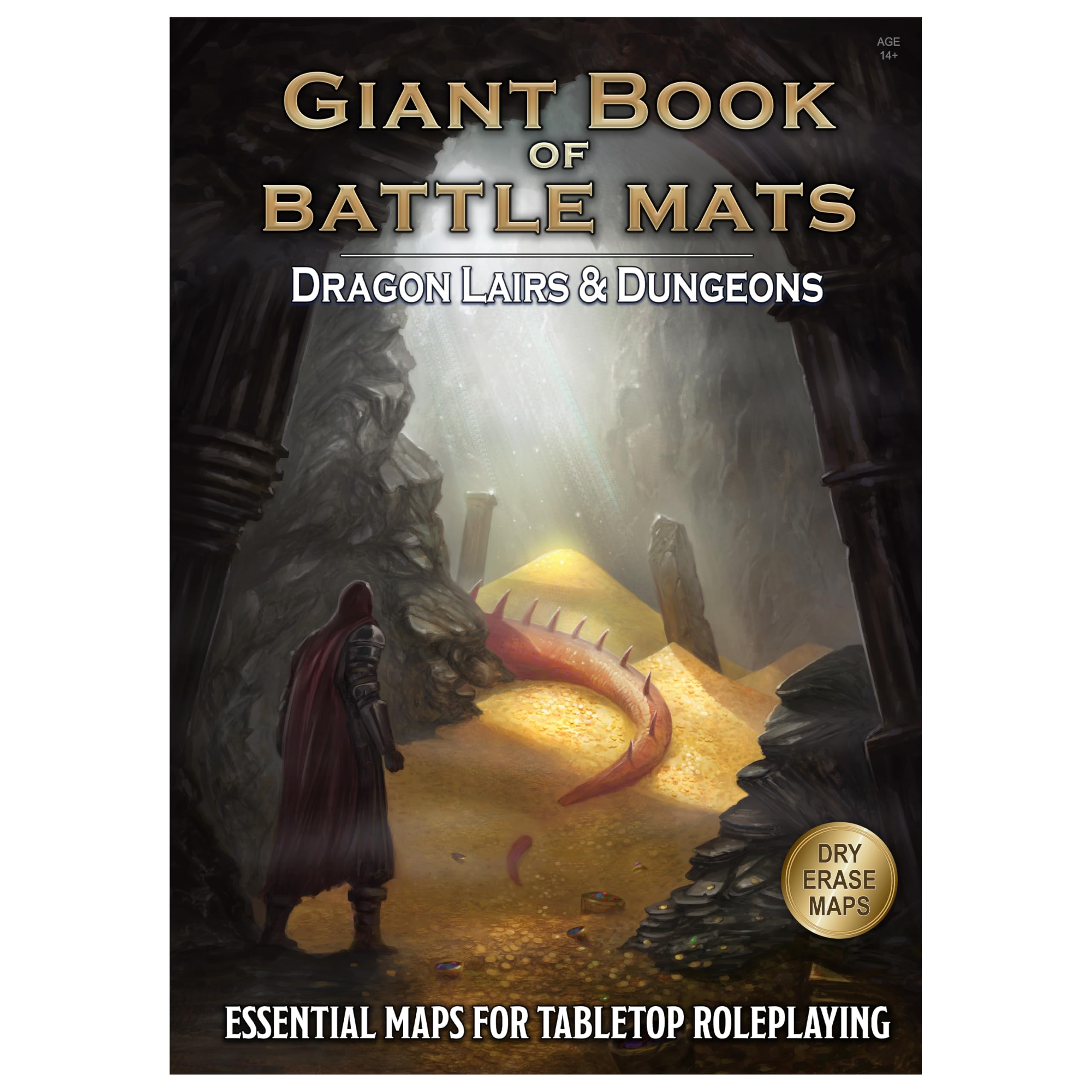 Loke BattleMats | Dragon Lairs & Dungeons: A Giant Book of Battle Mats | Livre De Cartes RPG Fantasy, 62 Cartes Effaçables Et Grille 1 Pouce | 1+ Joueurs | Durée Variable
