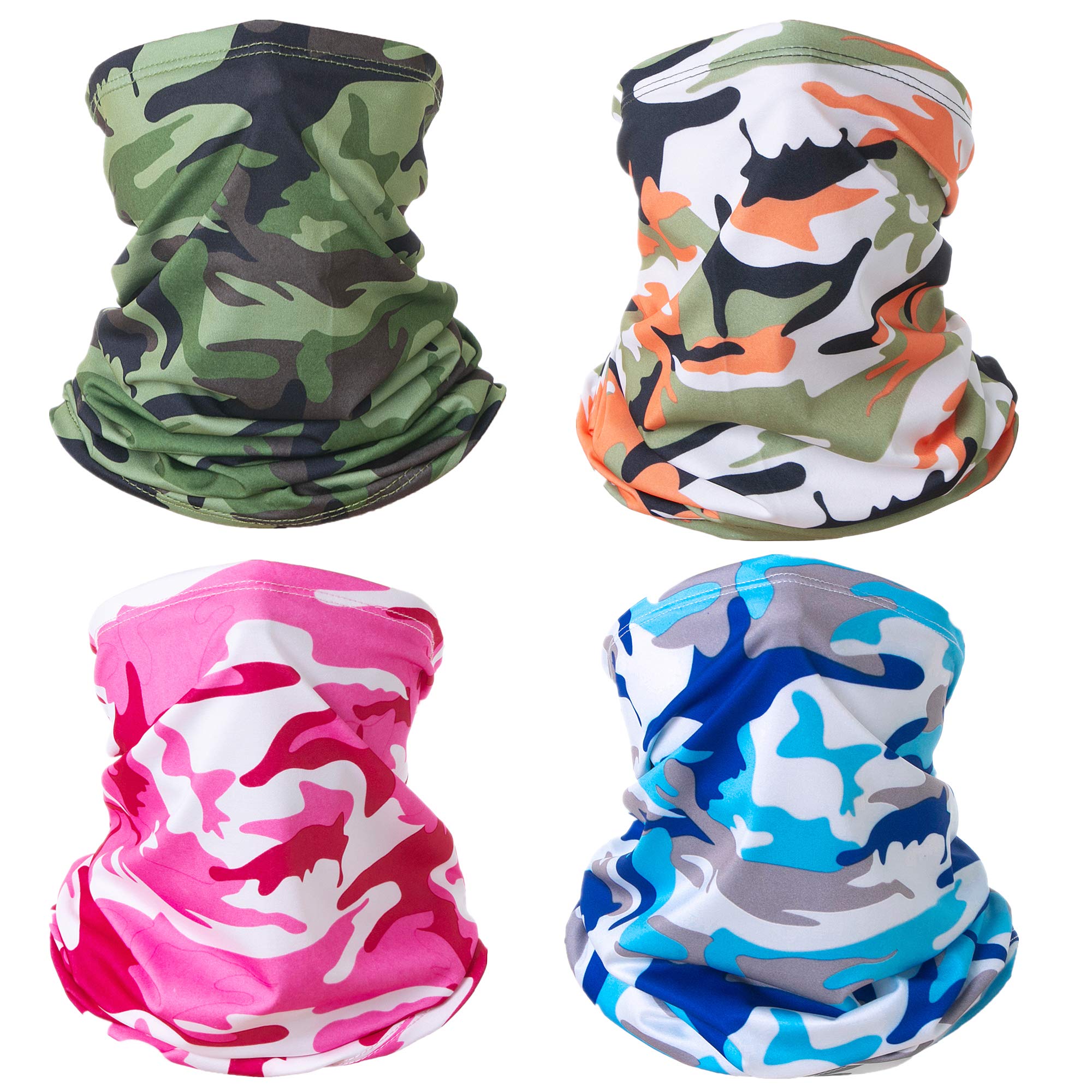 5 Pack Neck Gaiter Balaclava Bandana Headwear Face Cover Mask Headband for Women Men