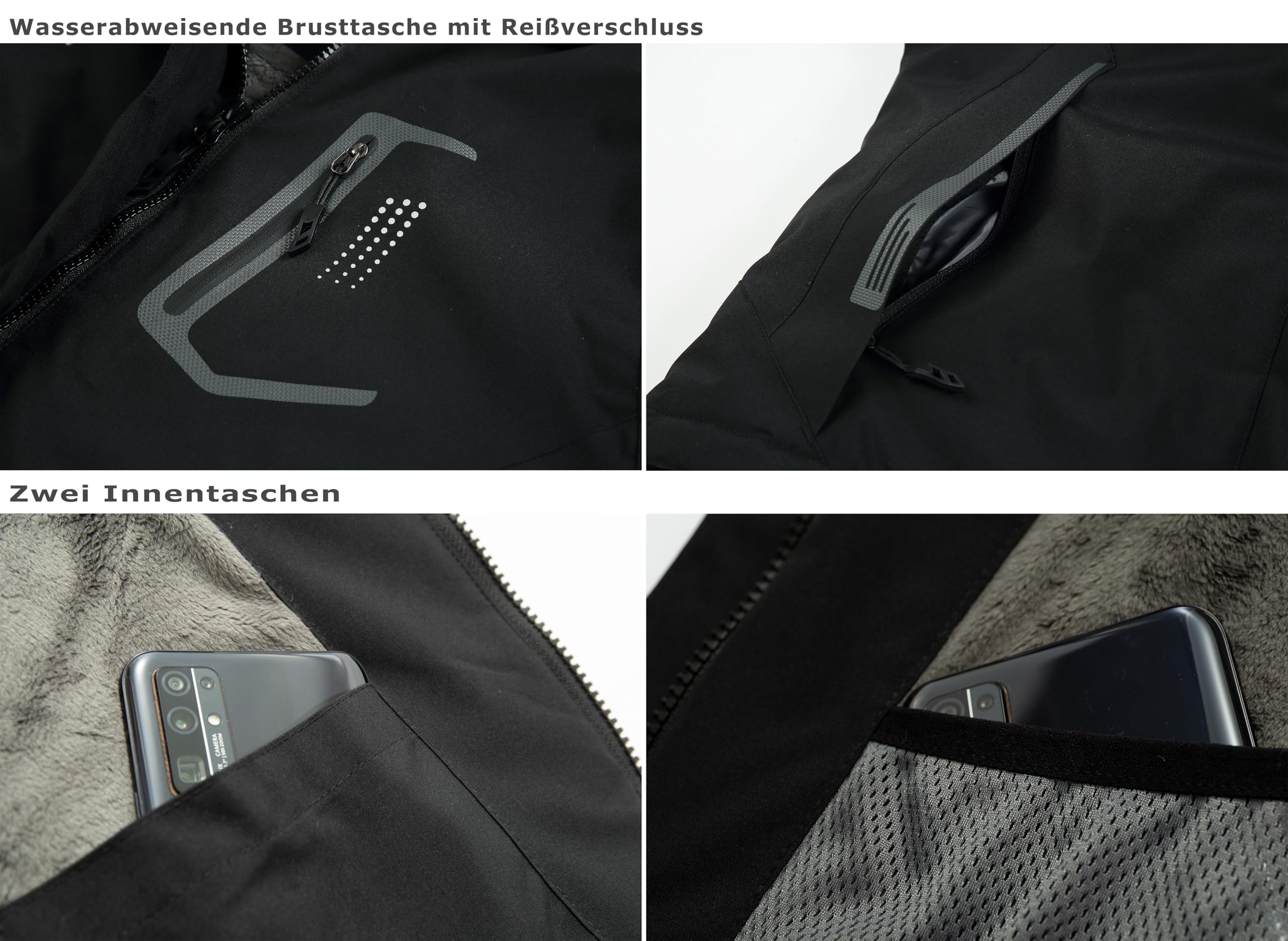 Winterjacke Damen Winddicht Skijacke Damen warm Fleecejacke wasserdicht verdickt gefüttert Funktionsjacke mit abnehmbarer Kapuze