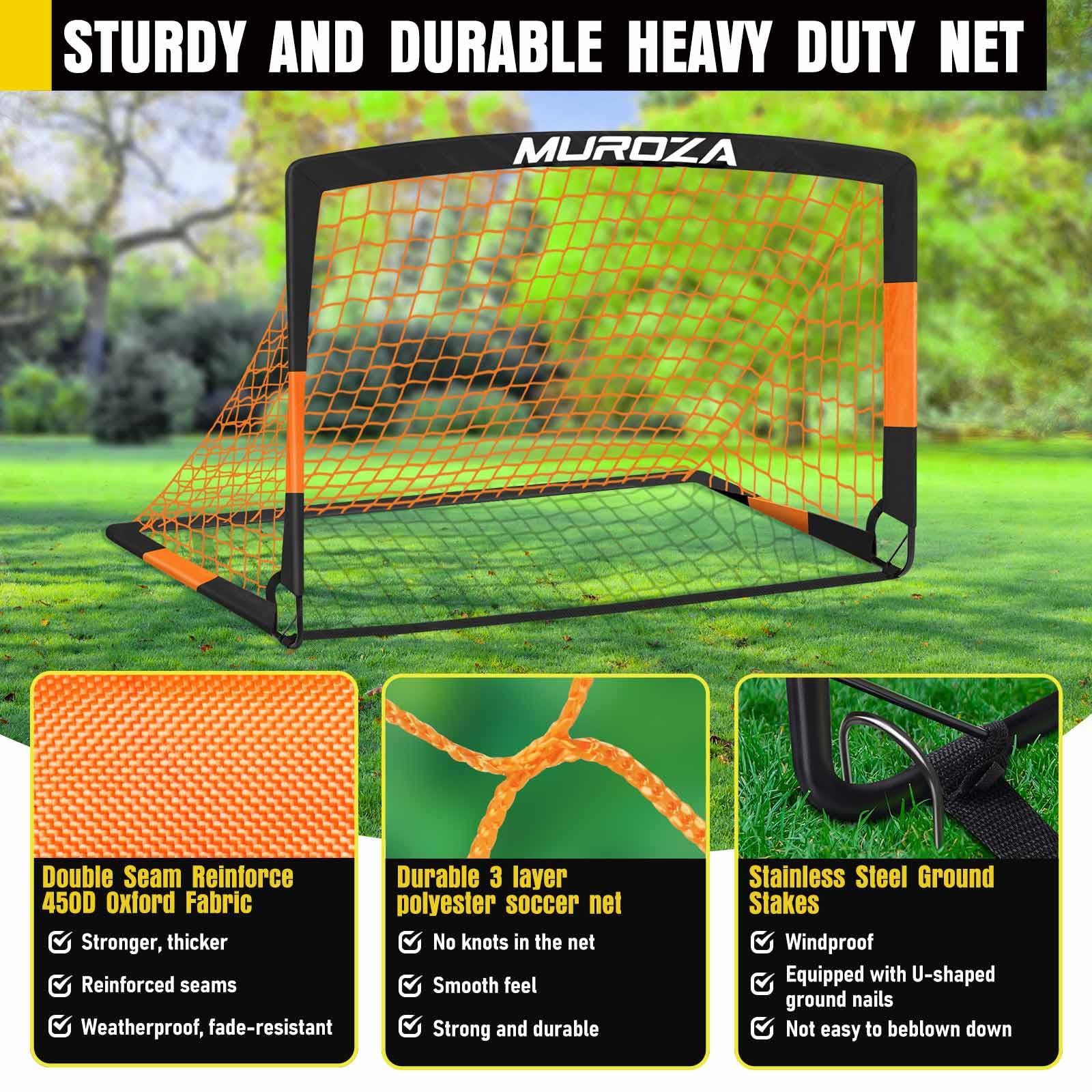 Soccer Goal, Kids Soccer Goals for Backyard Set, Pop Up Soccer Net view 3