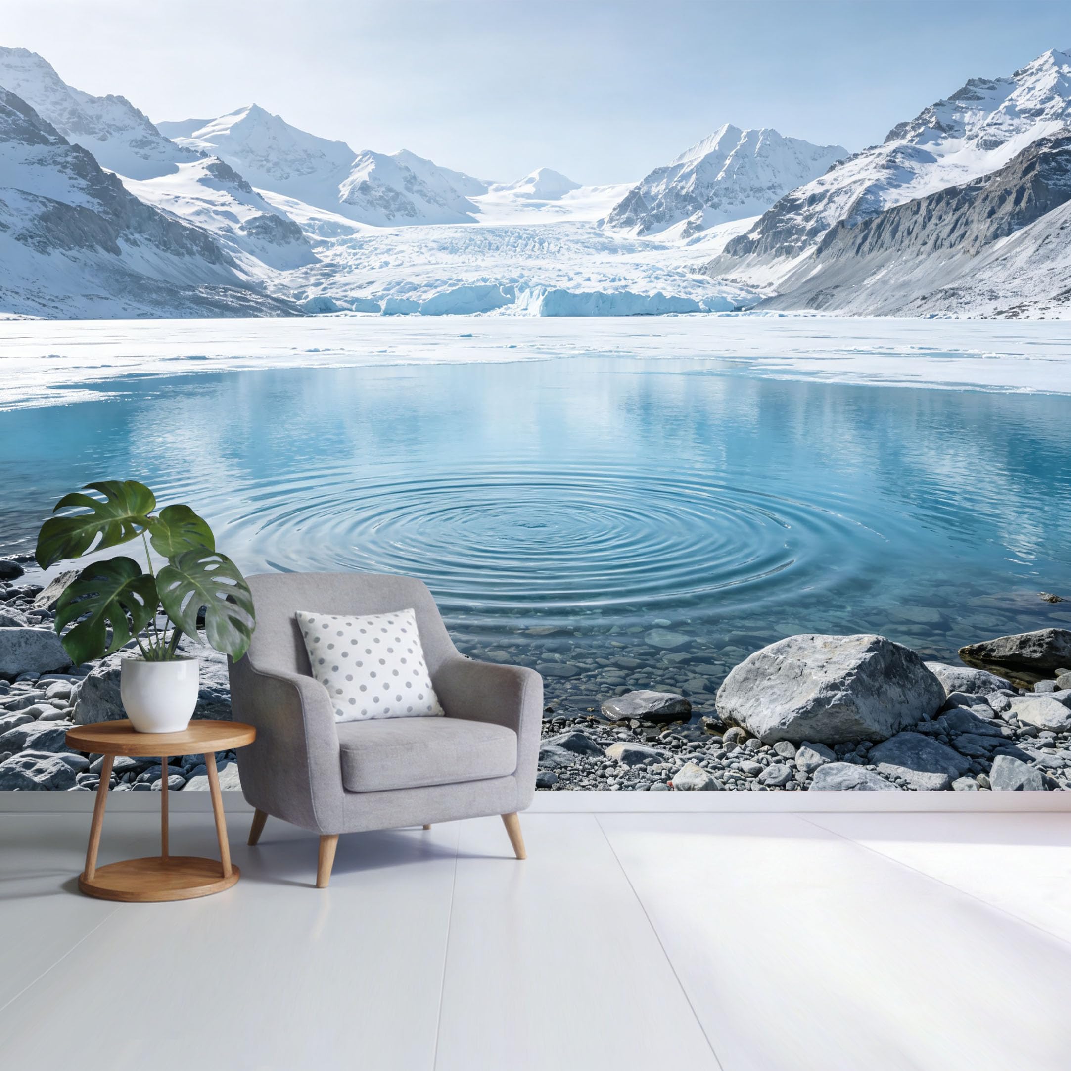 Custom Size Wall Mural Snow Mountain Glacier Lake Reflection Landscape Nature Scene SelfAdhesive Wall Fabric Removable Wallpaper for Home Office Decor
