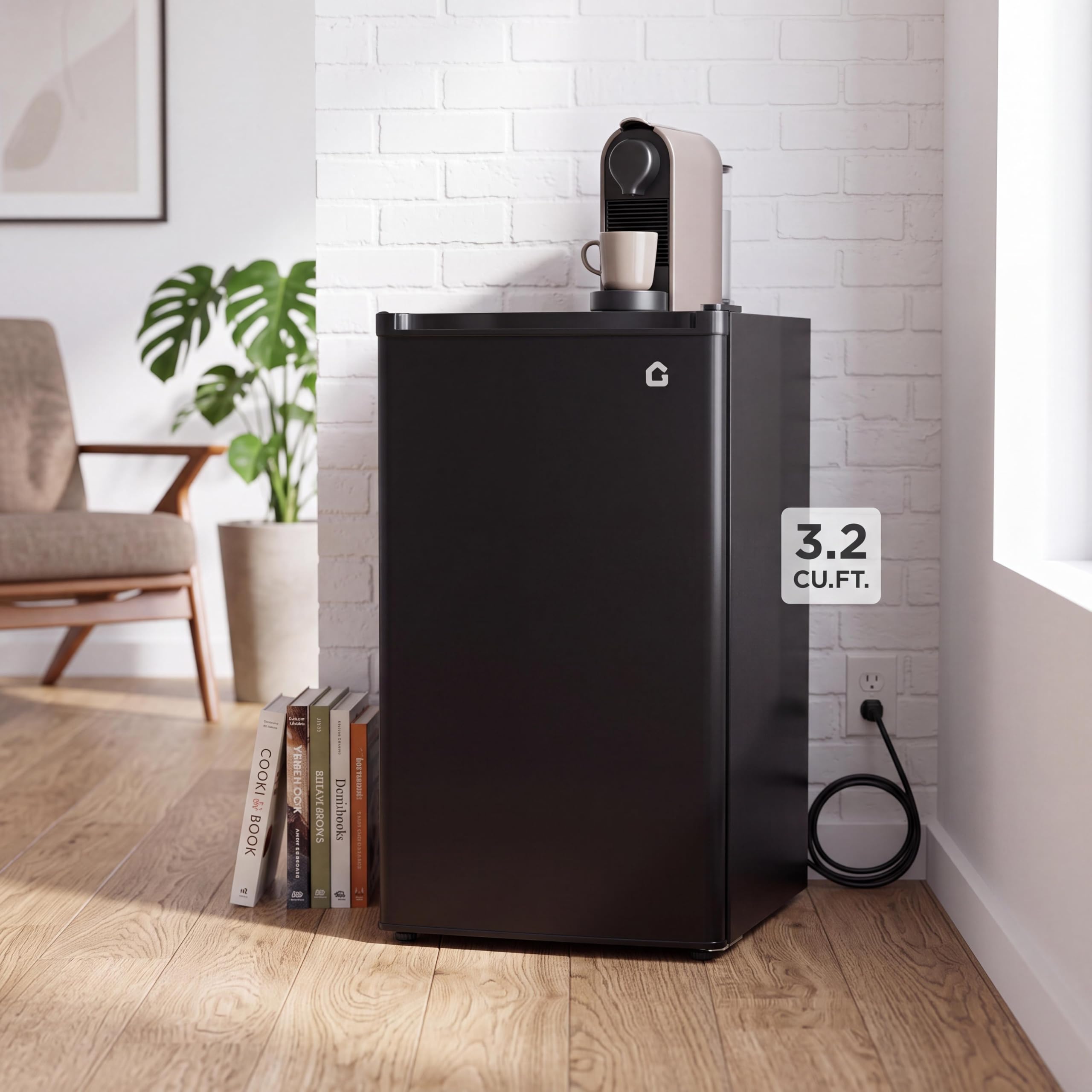 ExploreHorizon 3.2 Cu. Ft. Mini Fridge Freezer, Energy-Efficient, Quiet, Adjustable Shelves