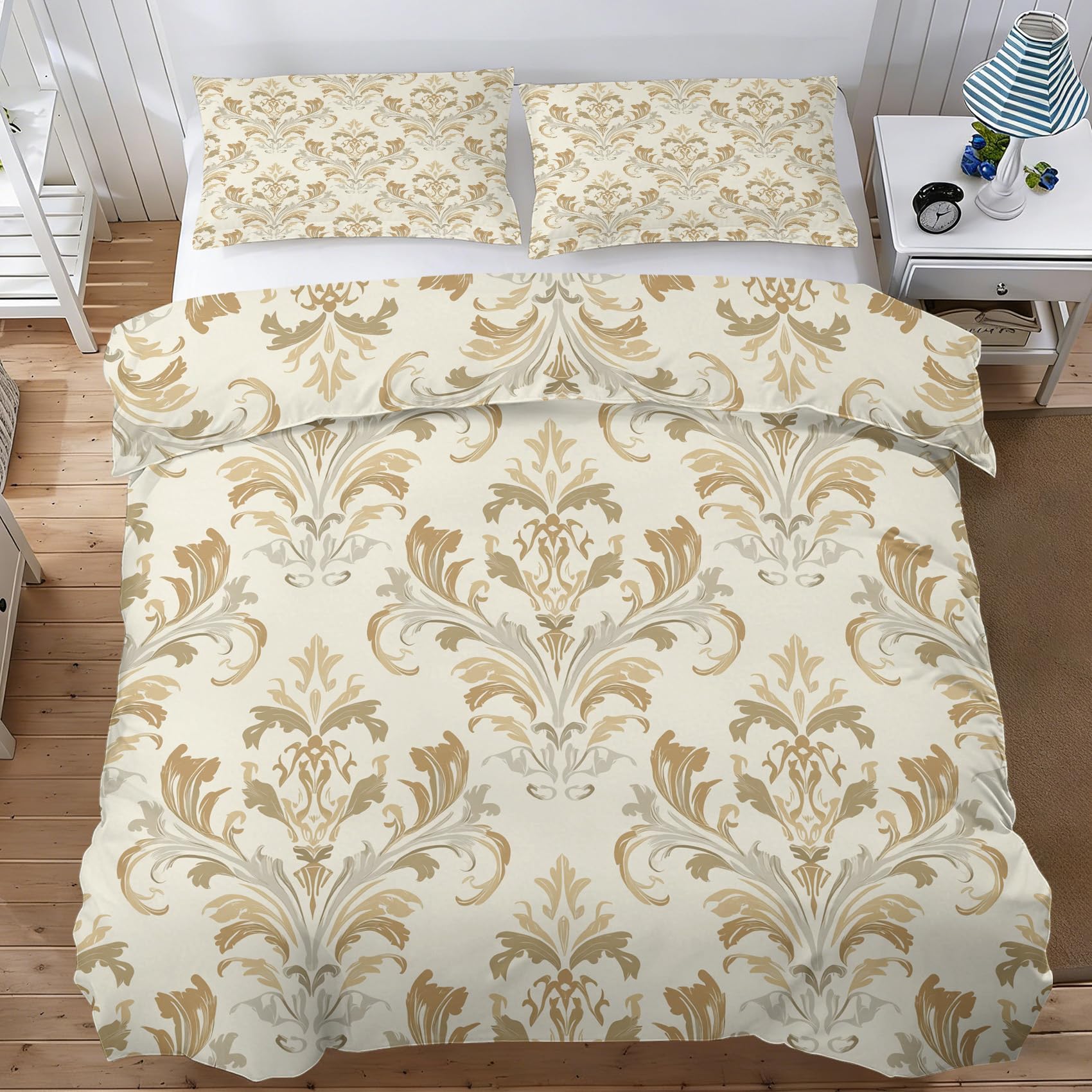 Parure de lit 140x200 damas victorien de qualité supérieure en microfibre zippée