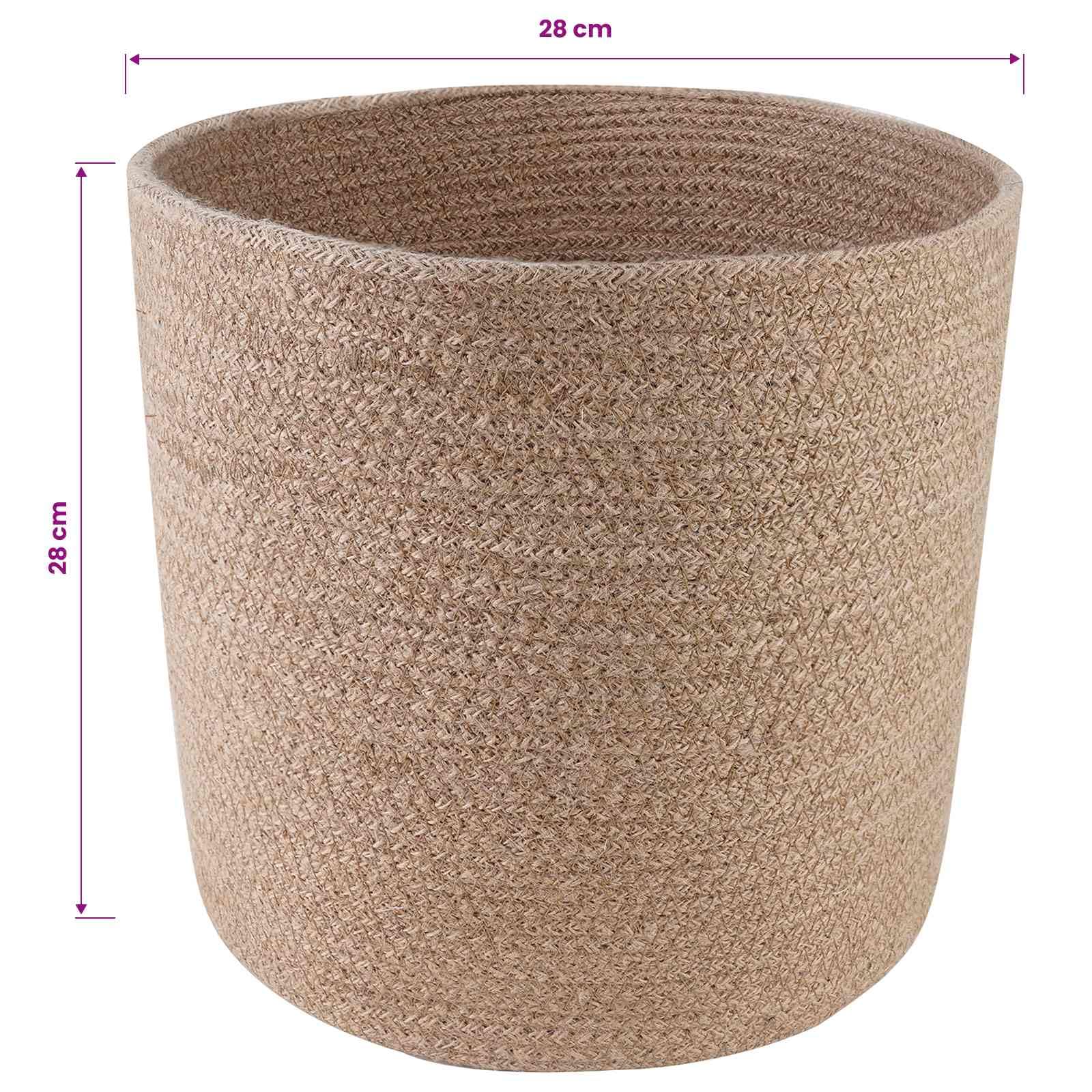 Set di vasi per piante in 100% iuta Tossa, 2 pezzi, colore naturale, diametro 28 x 28 cm, per giardino, balcone, terrazza, interni ed esterni, vaso intrecciato con buona impugnatura