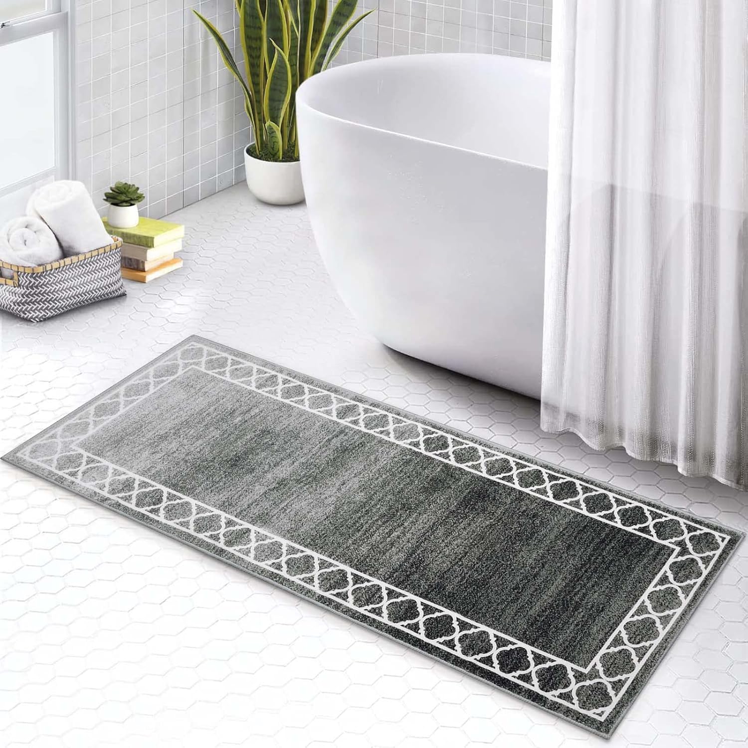 Seavish Bathroom Runner Rugs with Rubber Backing 18"x47