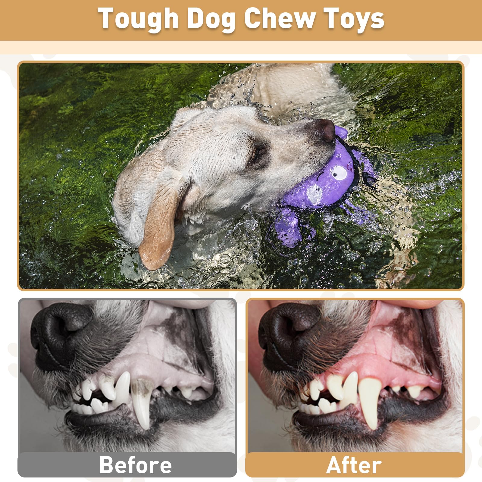 Duuclume Squeaky Dogs Chew Toys, Interactive Dog Toys with Crinkle for Boredom Soft Plush Stuffing for Medium and Large Dogs - Image 3