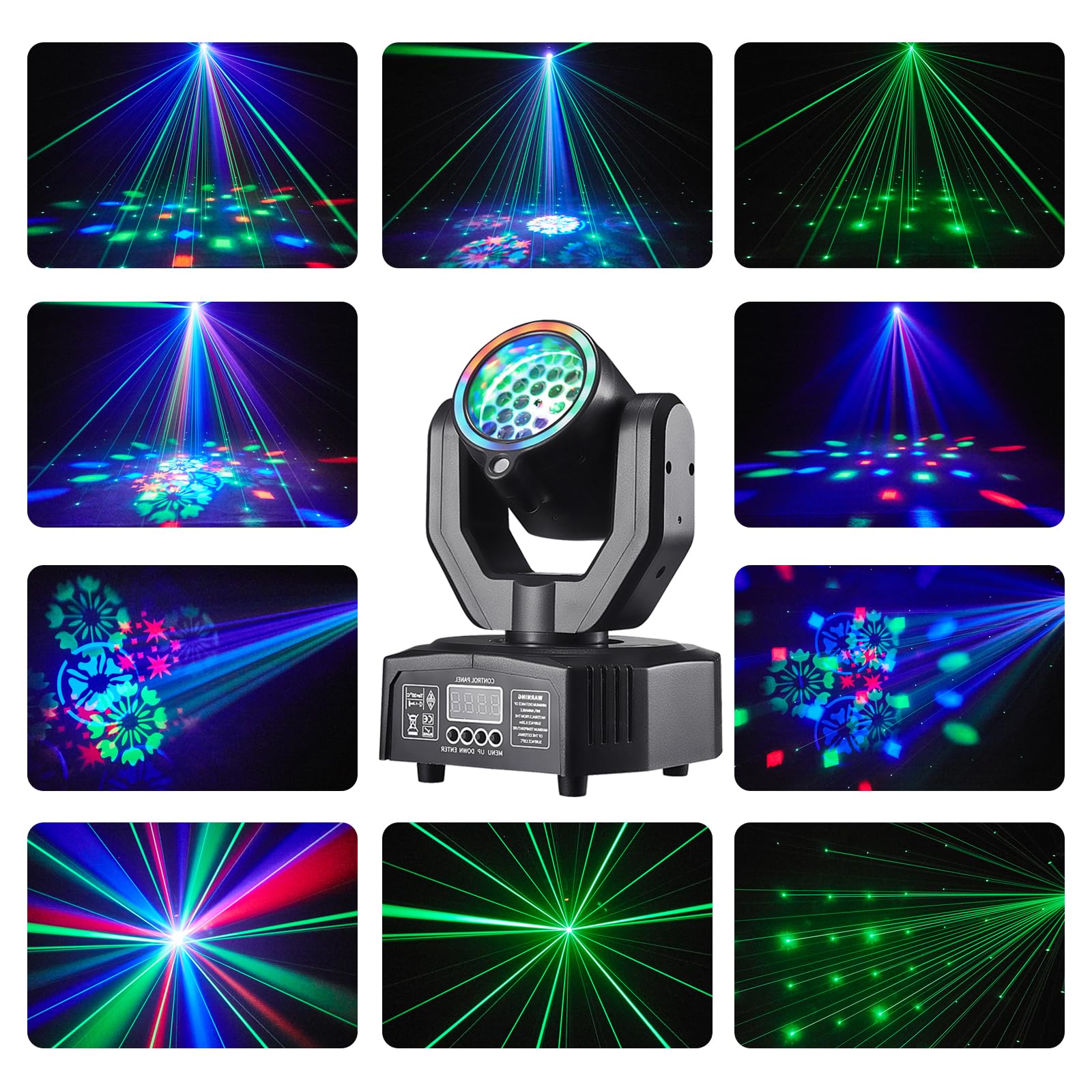 LT05 Lampe disco à tête mobile pour fête, projecteur DJ RVB contrôlé par la musique, projecteur à effet DMX, pour bar, karaoké, réunion de famille, mariage, anniversaire, Halloween