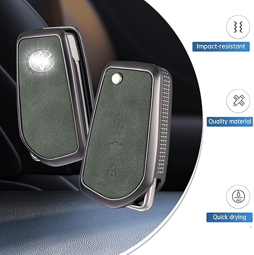 Miniatura 3 de YO&YOYE Compatible con funda de llavero Toyota con llavero de cuero protector para llave inteligente Fortuner Tundra Camry RAV4 Highlander Corolla