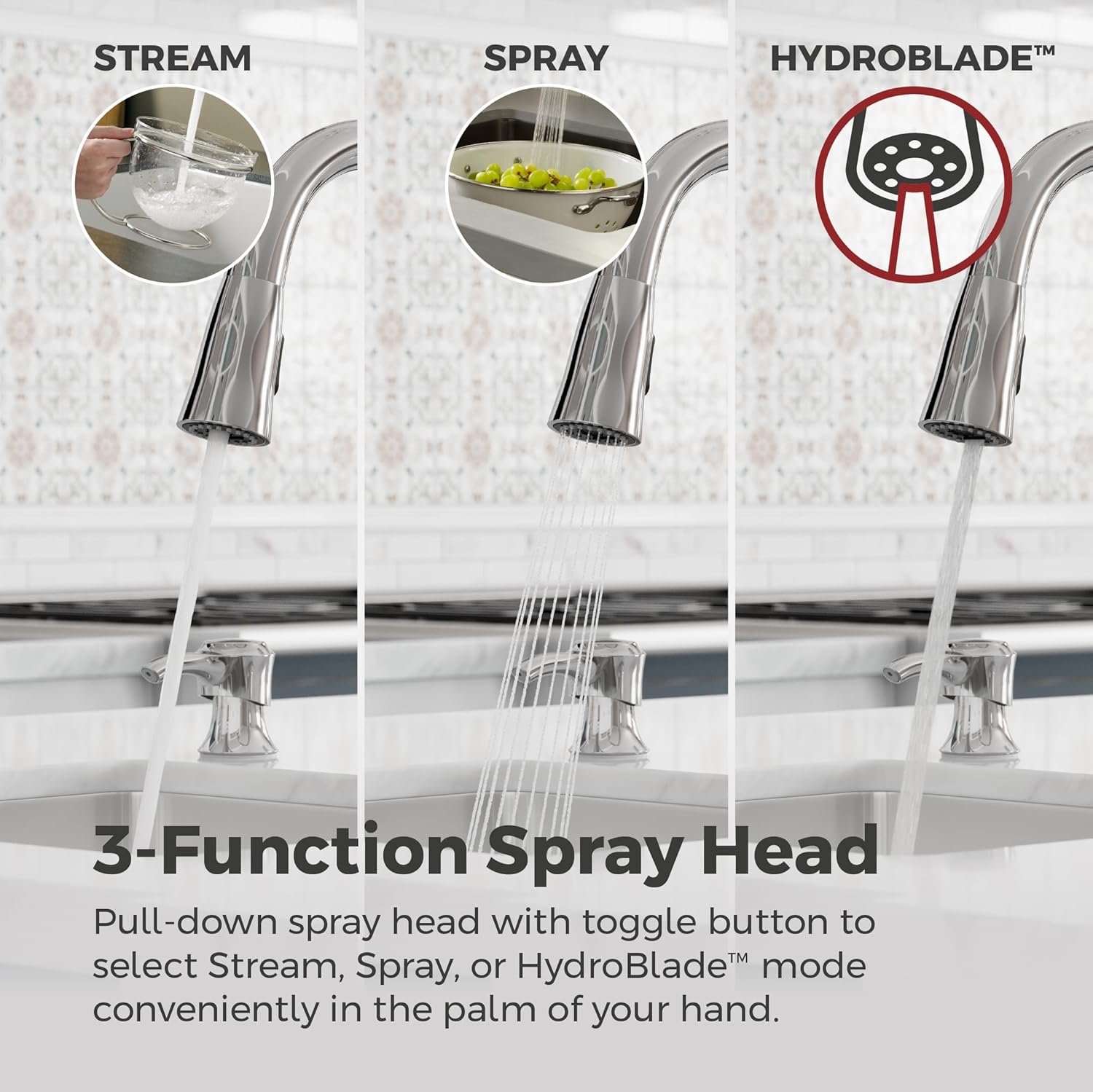 Pfister Alderwood Kitchen Faucet with Pull Down Sprayer and Soap Dispenser, Single Handle, NSF Certified, Polished Chrome Finish, F5297AWC