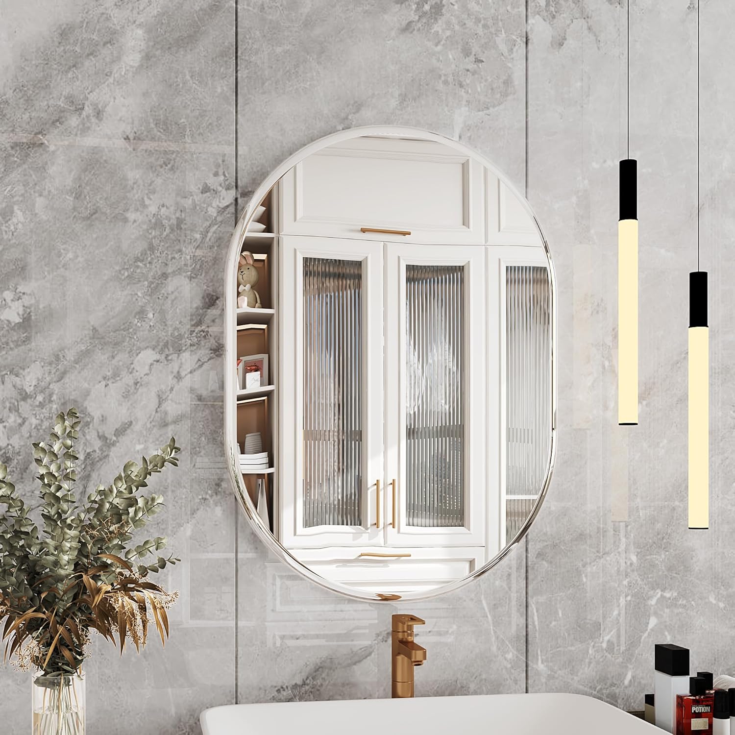 Oval Mirrors,20x28 Frameless Mirror,Bathroom Mirror,espejos para baños,Oval Mirrors for Bathroom Sink,Entryway Mirror Frameless-y 20''x28''