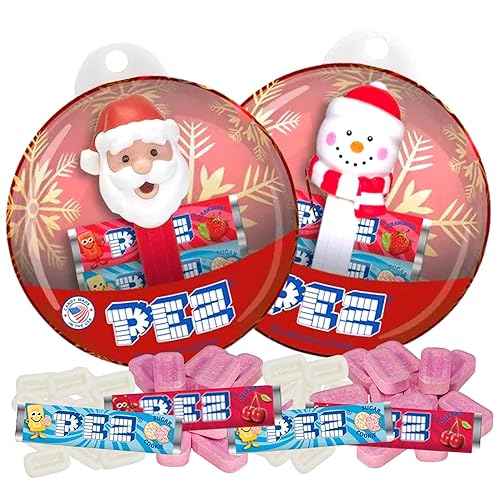 Needzo Adorno dispensador de dulces de Papá Noel de Navidad, caramelos de repuesto de sabores surtidos, juego de regalo navideño para niños o niñas,