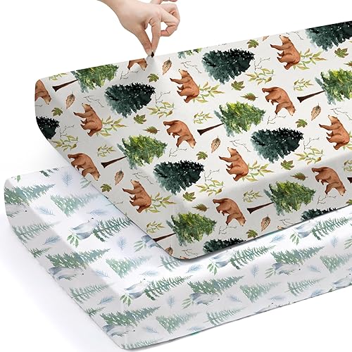 Miniatura 76 de BROLEX - Fundas elásticas para cambiador, funda para cambiador para bebés, niños y niñas, paquete de 2 unidades, punto de jersey, flecha y búho