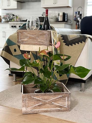 Miniatura 32 de Admired By Nature Contenedor de almacenamiento de cajas de madera, 3 cestas decorativas estilo granja para decoración del hogar, decoración rústica