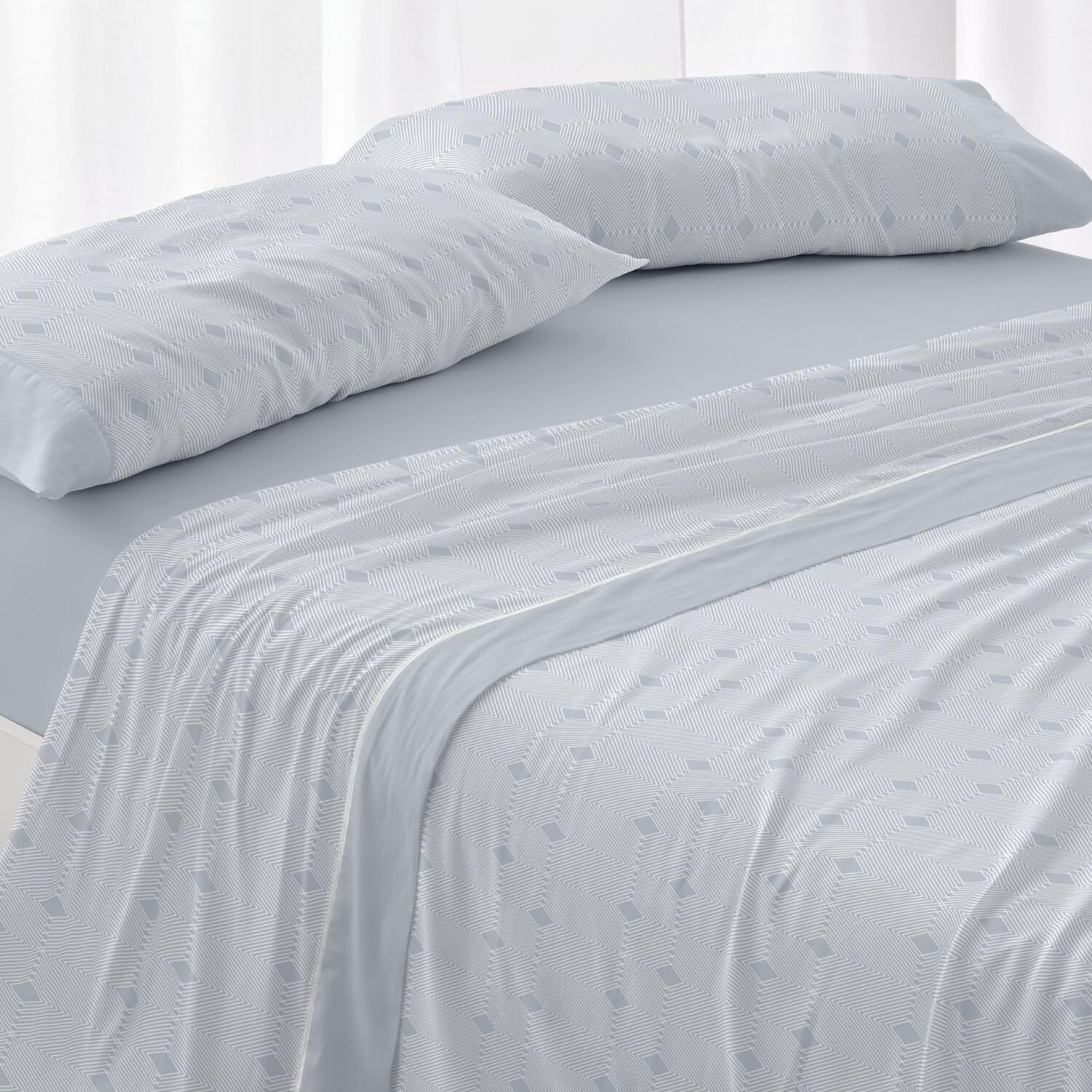 Burrito Blanco | Sábanas de Franela de algodón | Cama de 150 a 160cm. (+Medidas Disponibles) | Diseño 571 | Color Azul (150-160x190/200cm.)