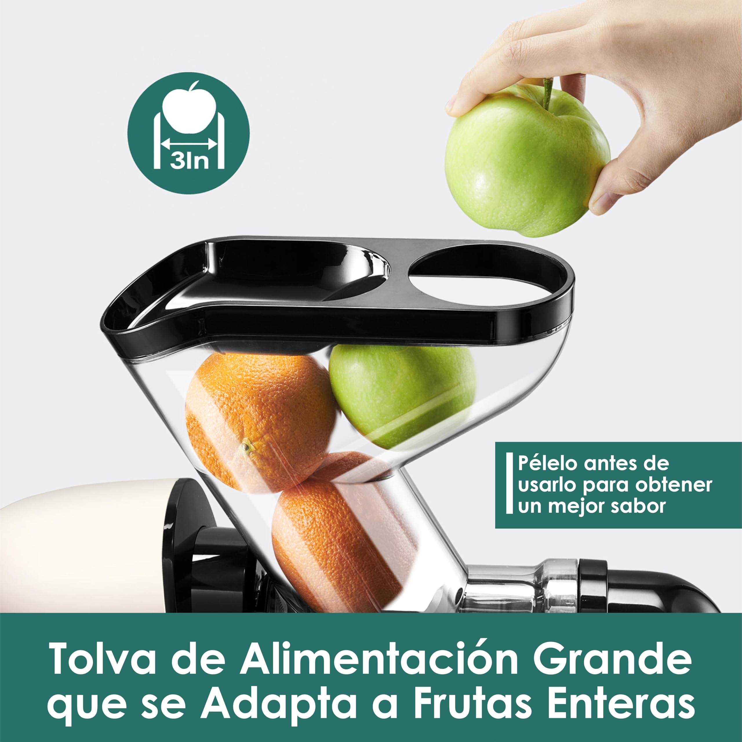 Fretta Licuadora prensado en frío,Extractor de zumos y verduras,Cold press slow juicer machine,Motor Silencioso y Función Inversa, fácil de limpiar,Recetas de jugos de regalo (Blanco)