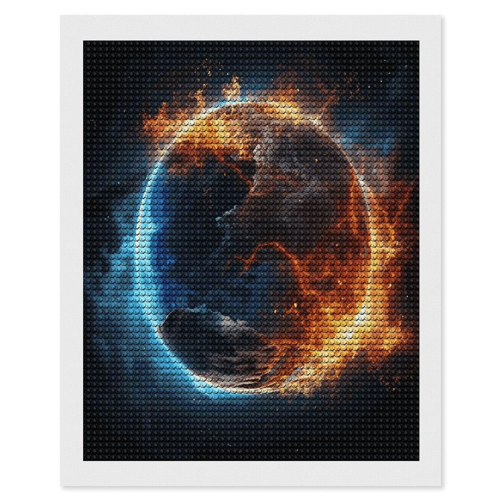 JTREHY Planet Ice and Fire Diamond Art Kits Personalized DIY Round Diamond Painting Kits for Beginner Full Drill Diamonds Dots Paintings for Adults Gem Art Crafts Home Decor