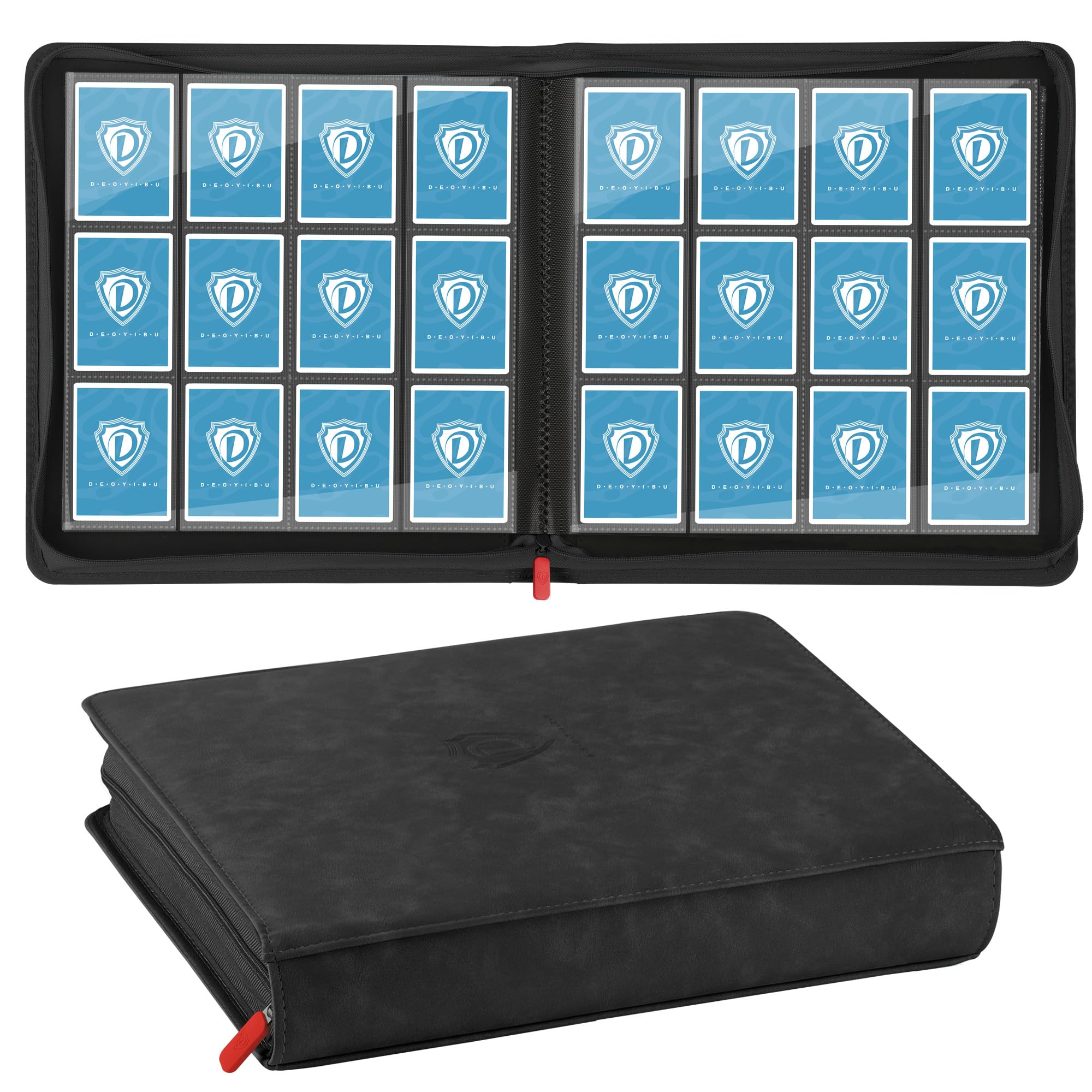 Raccoglitore per carte da collezione, con 12 tasche, per 720 carte da collezione, album per carte da collezione, album Tcg con chiusura lampo, raccoglitore per carte MTG, TCG, carte sportive, nero