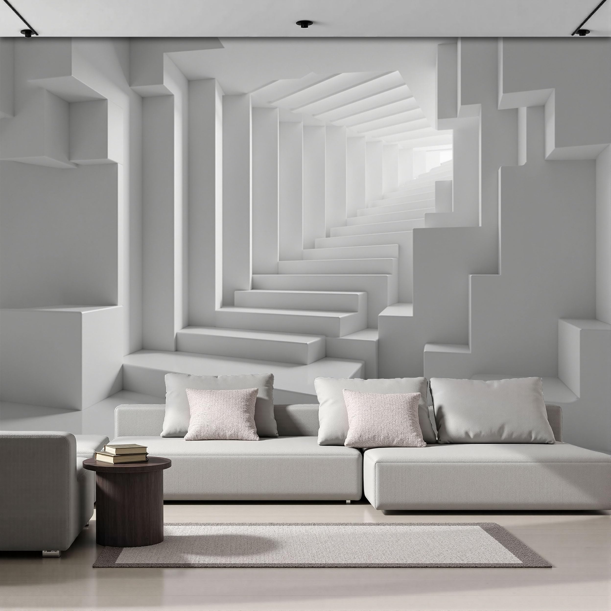 Architecture d'escalier abstraite en papier peint pour grand mur