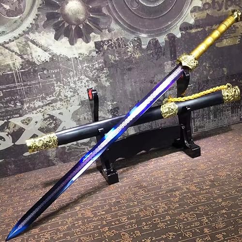 Espada suprema, hecha a mano (hoja azul de acero de alto carbono, vaina de madera negra) Chinese sword