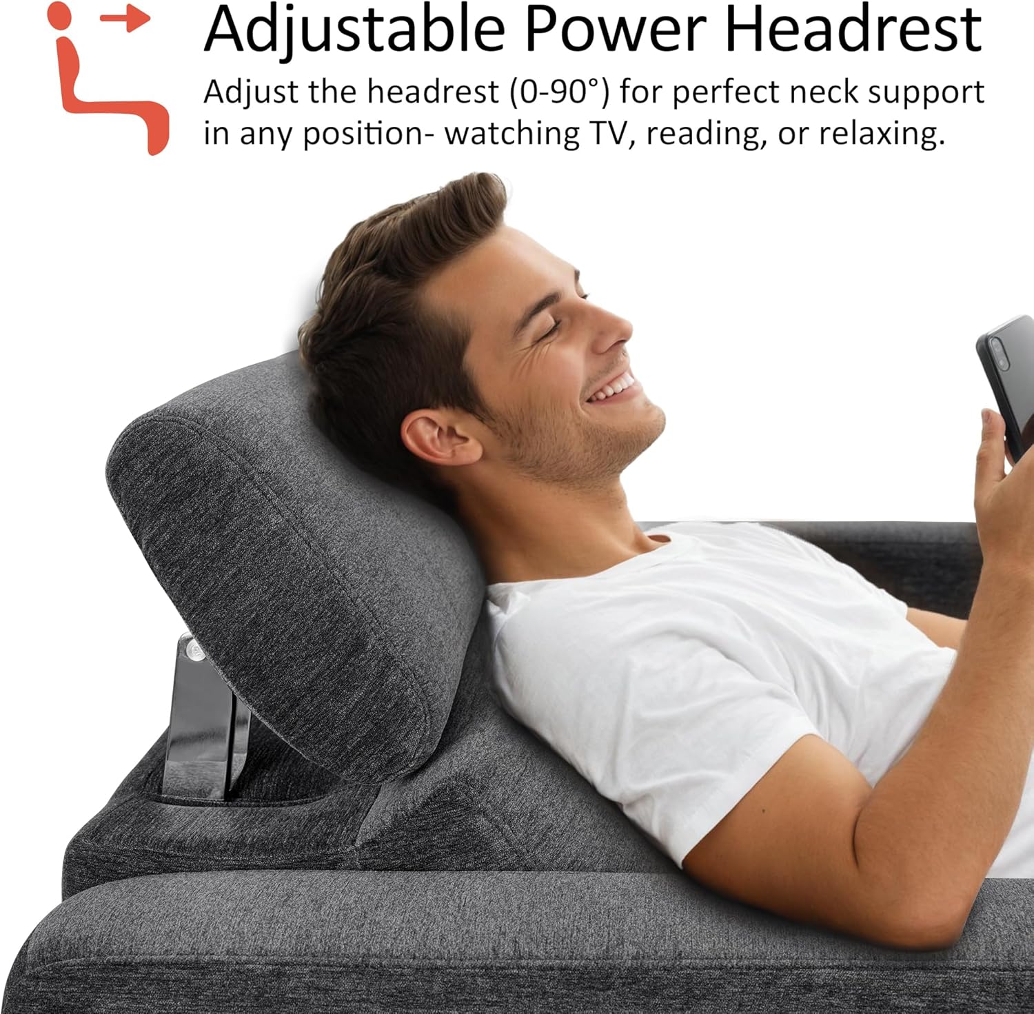 Adjustable Power Headrest on MCombo Reclining Sofa
