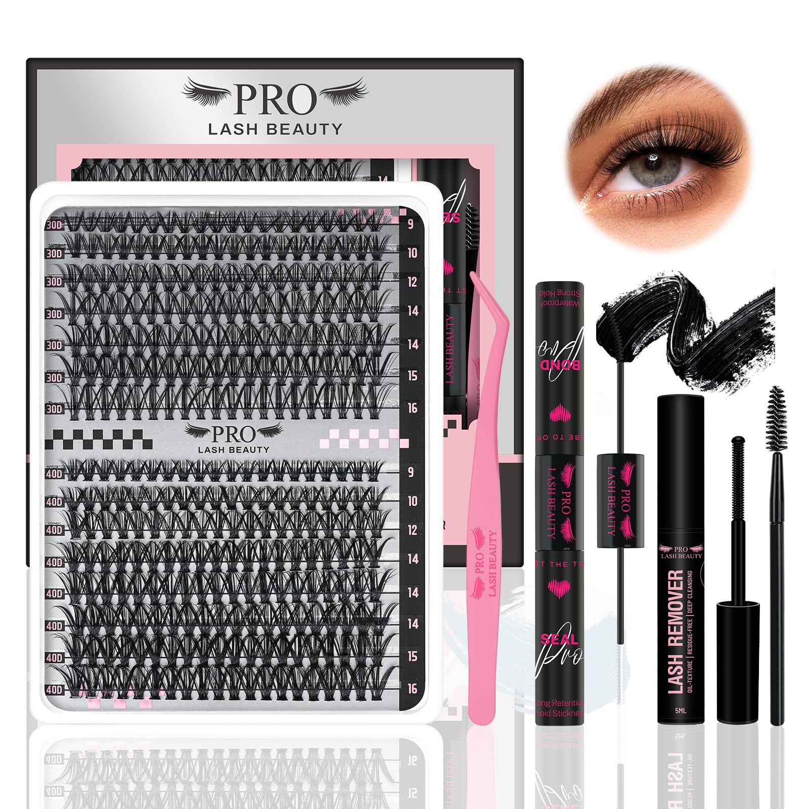 PRO DIY Lash Extension Kit 300 Pcs Lash Clusters D Curl