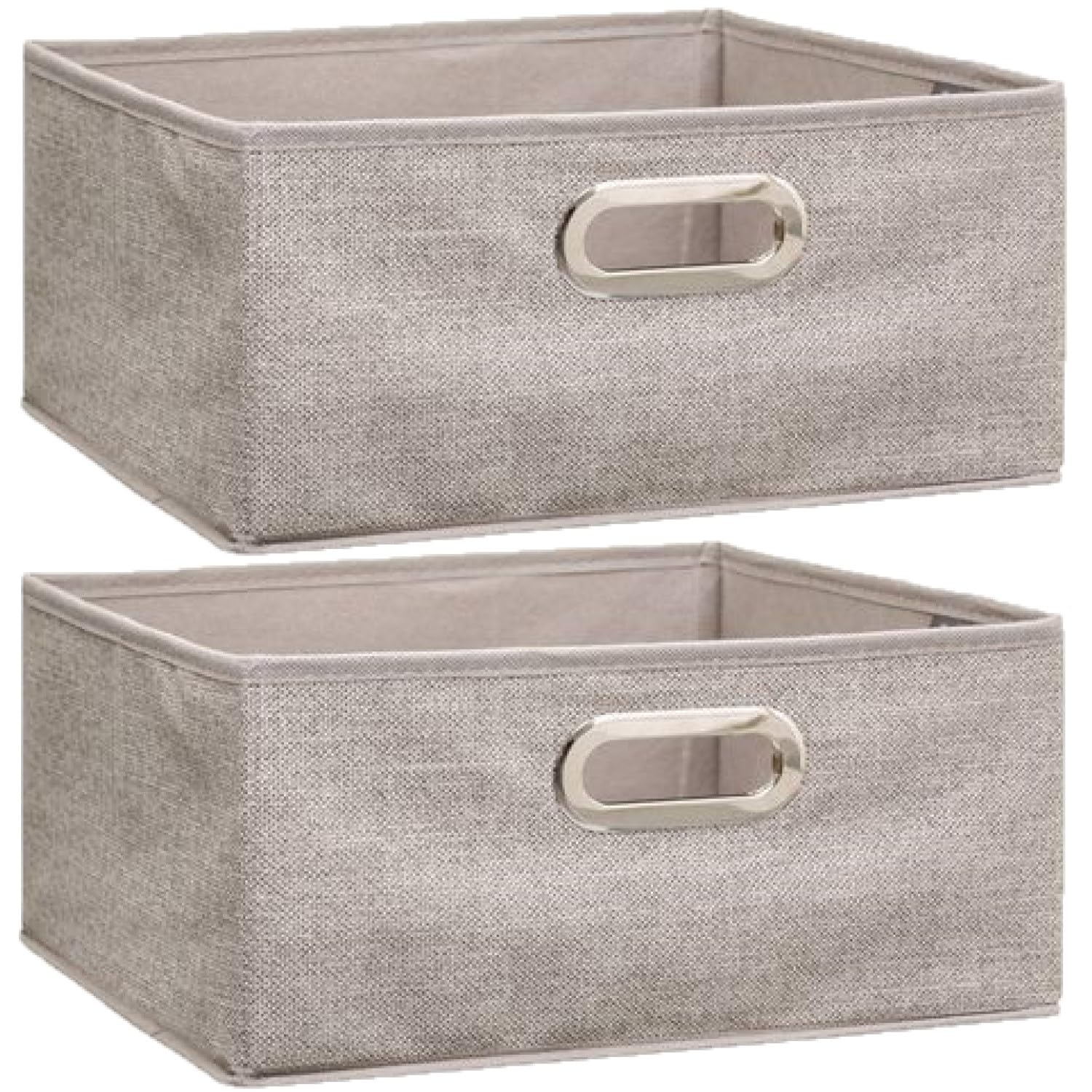 Toilinux.​com Lot de 2 Boites de Rangement en Tissu l.31 x h. 15 cm - Beige Chiné