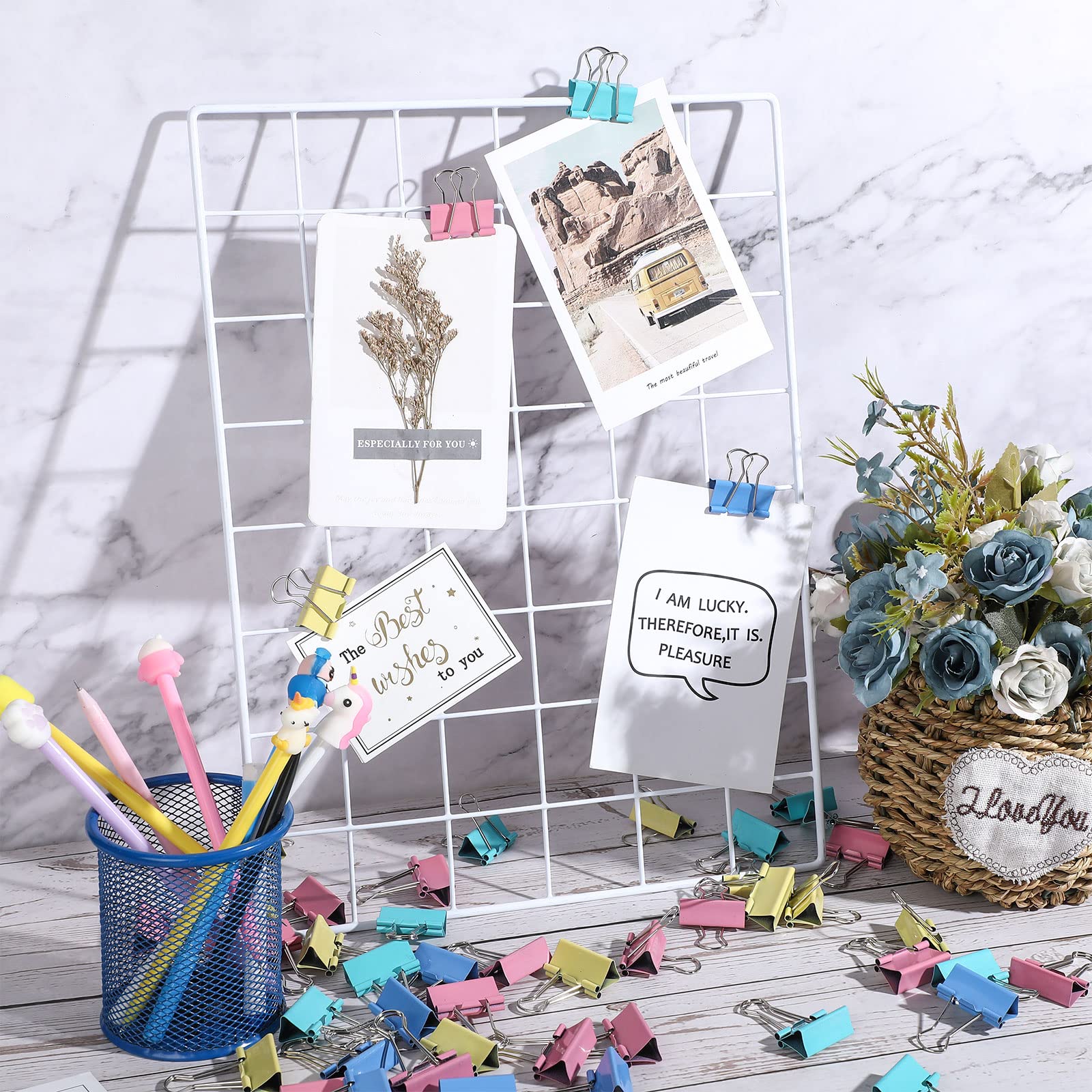 300 clips medianos para carpeta, clips de papel, suministros de oficina, abrazaderas de papel para profesores, estudiantes, escuela, oficina, negocios, suministros de papeleo (colores surtidos, 1.25