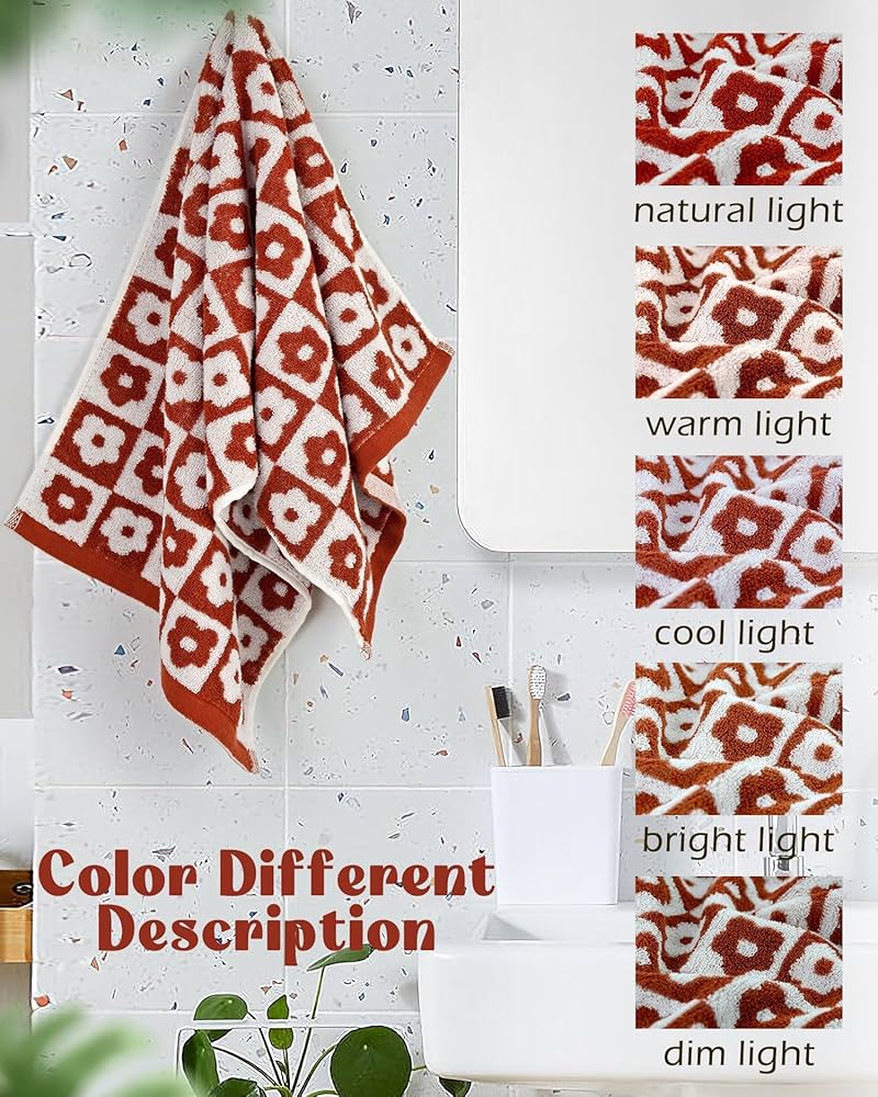 Amazon｜Jacquotha チェック柄 フローラルハンドタオルセット