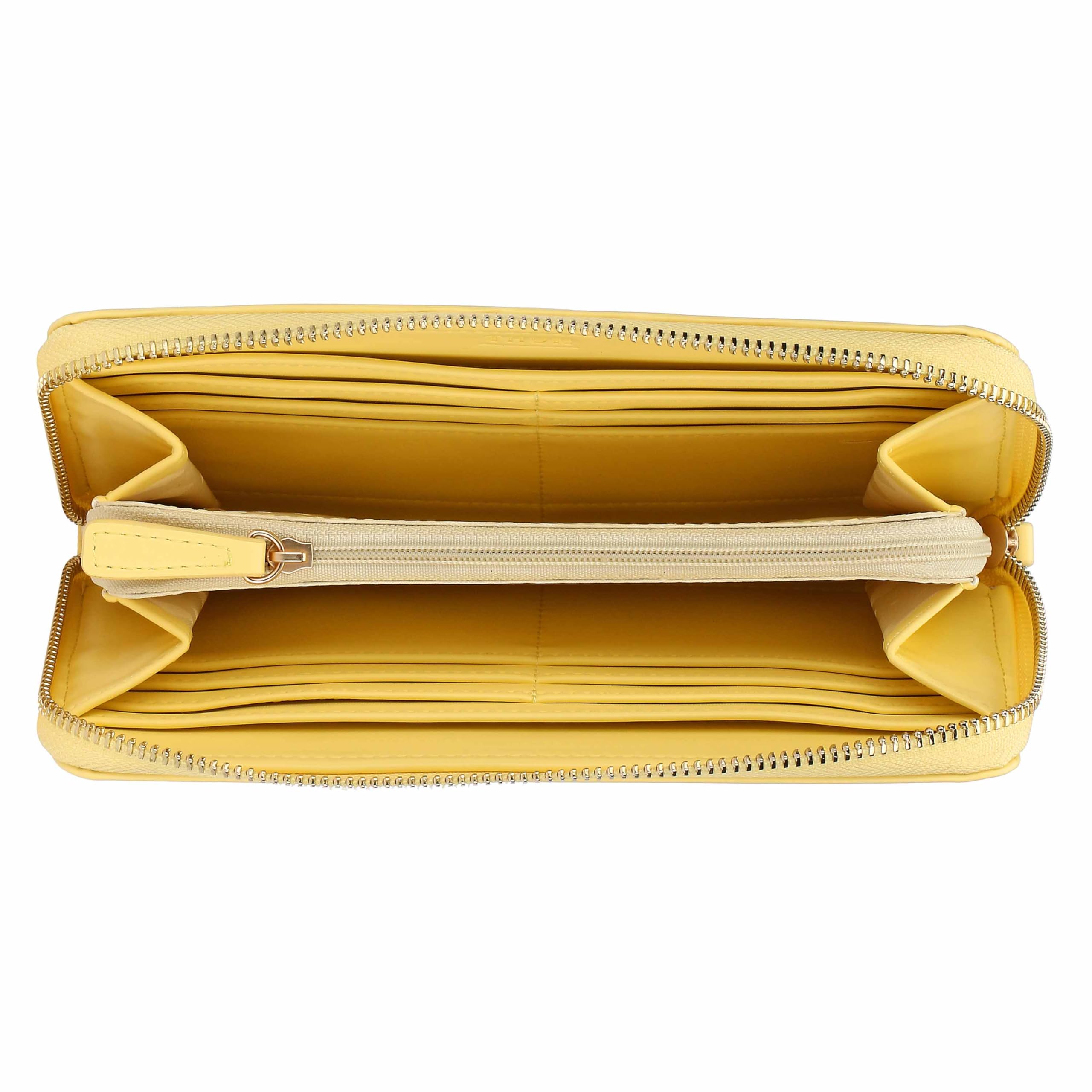 THUN Portafoglio con chiusura zip giallo, ecopelle, Collezione Sempre con Me, 20 x 3 x 10,5 cm