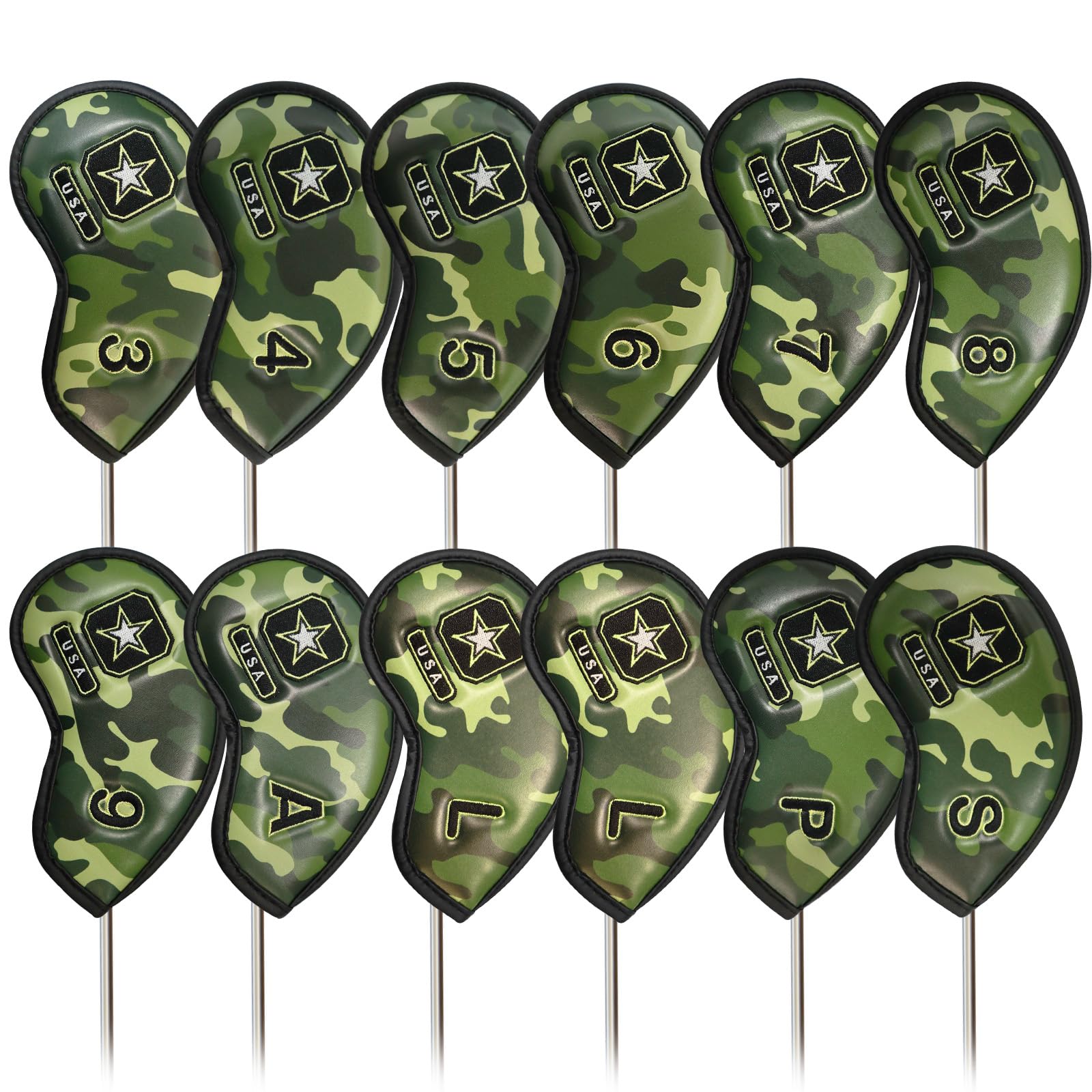 FINGER TENGolf Iron Head Covers Value 12 Piece Set, Synthetic Leather Deluxe Club Headcover, Universal Fit Main Iron Clubs Gift Set