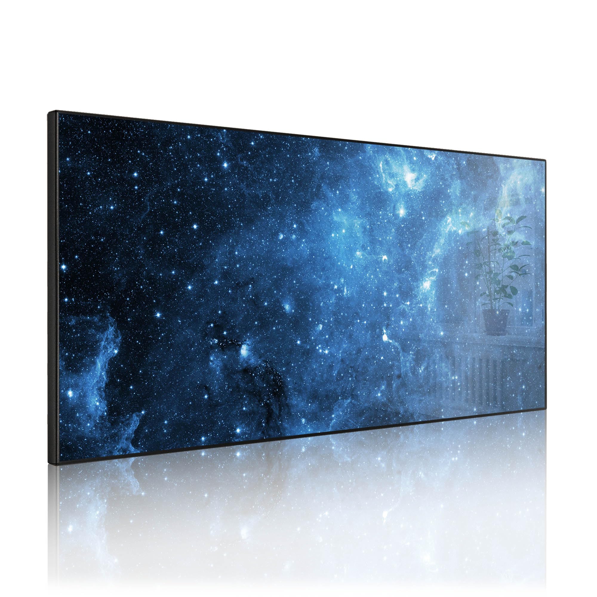 banjado Magnettafel Metall 78 x 37cm - beschreibbare Magnettafel - Metall Pinnwand als Memoboard - Magnetwand Küche, Büro, Kinderzimmer Schwarz inkl. 4 Magnete & Montageset - Motiv Universum
