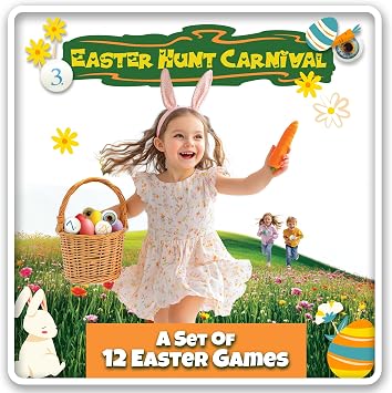 Starlux Games Easter Hunt Carnival Egg Hunts, Basket Stuffers & Bunny Games | Ages 5+ | Pastel Multicolor Plastic Easter Games for Kids & Family