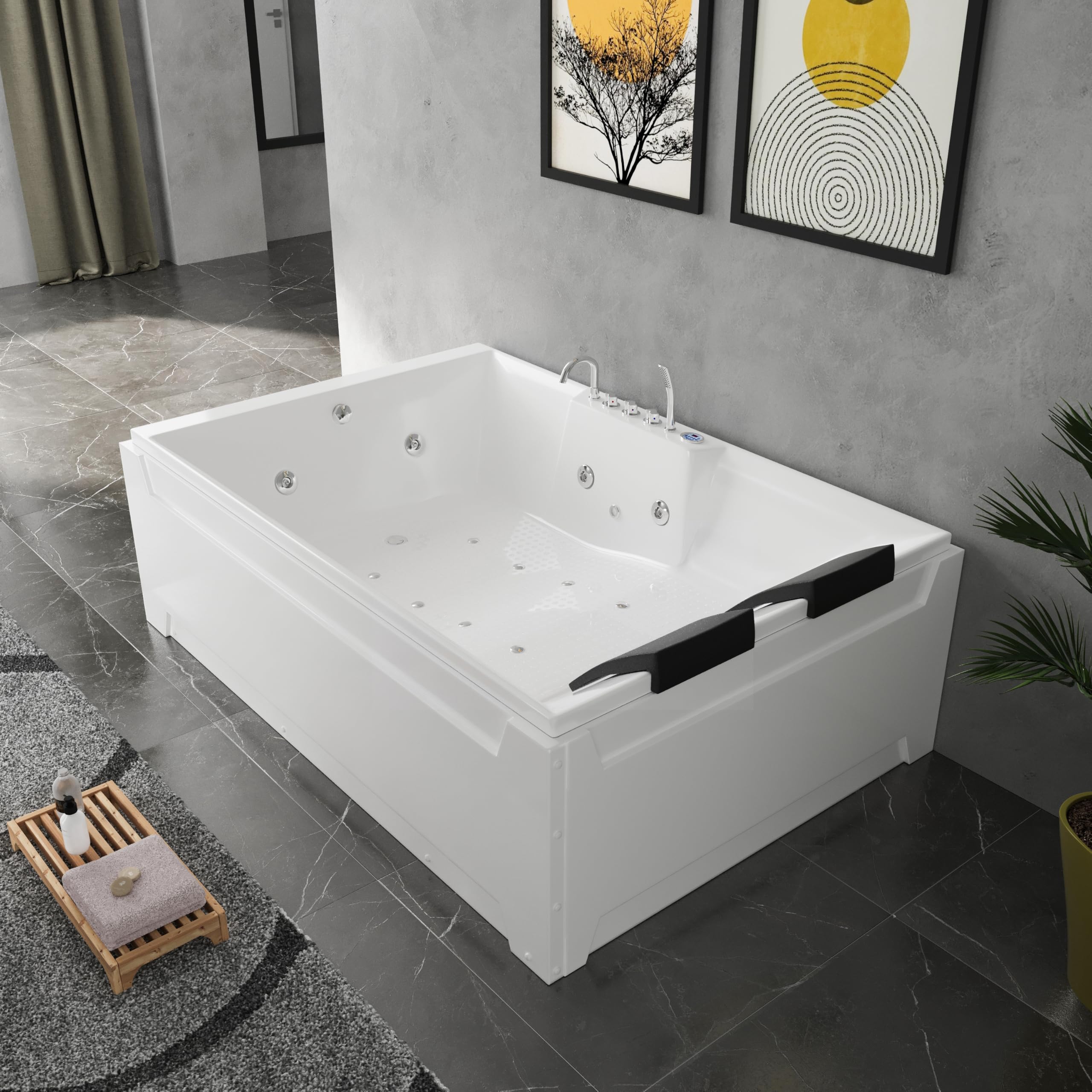 Vasca idromassaggio 185x123 cm da interno con idroterapia e cromoterapia | Imagine Eco
