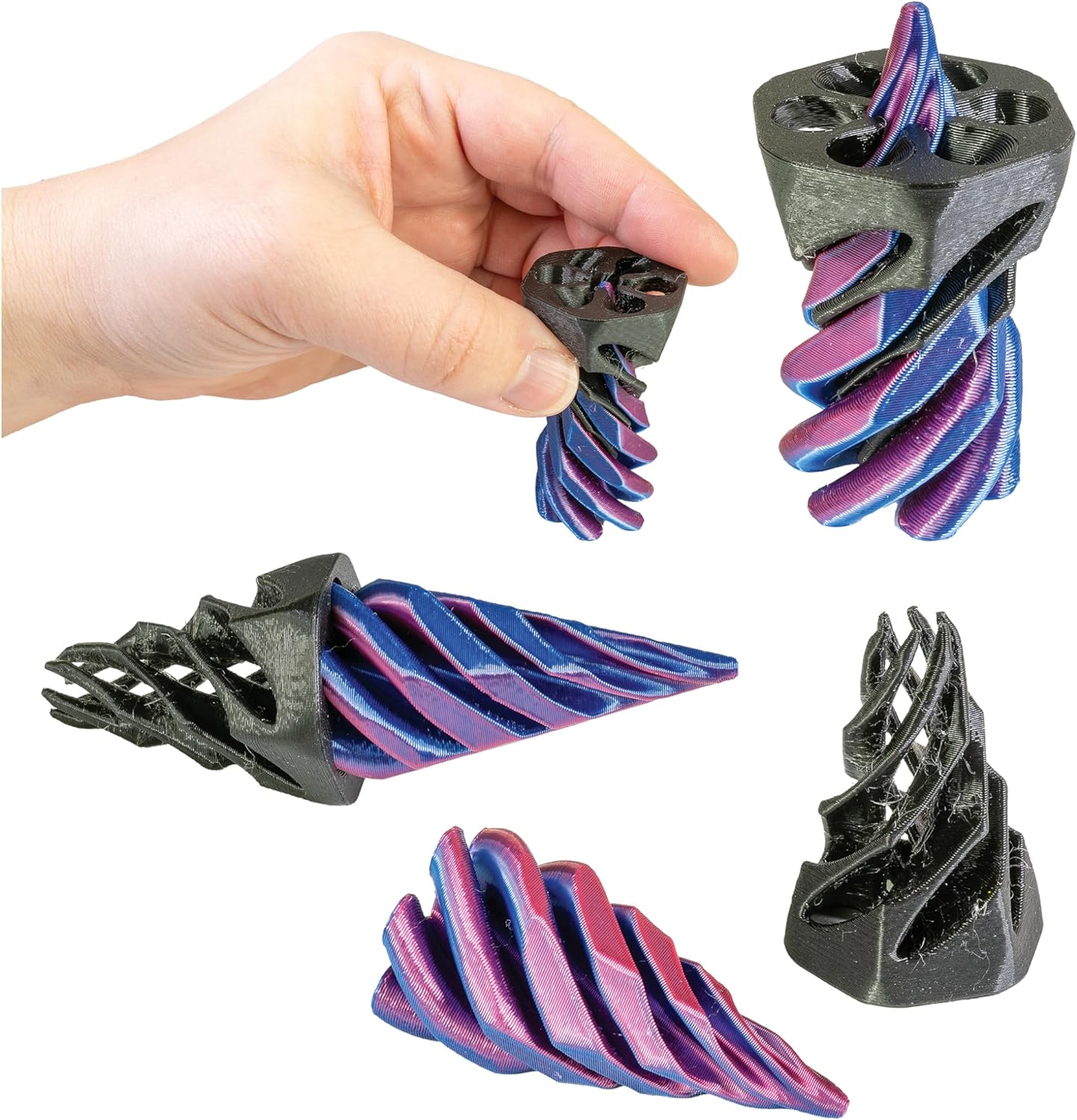 Raymond Geddes 3D Printed Spiral Cone Fidget Toys – Pack of 24 – Iridescent Stress Relievers for Kids and Adults