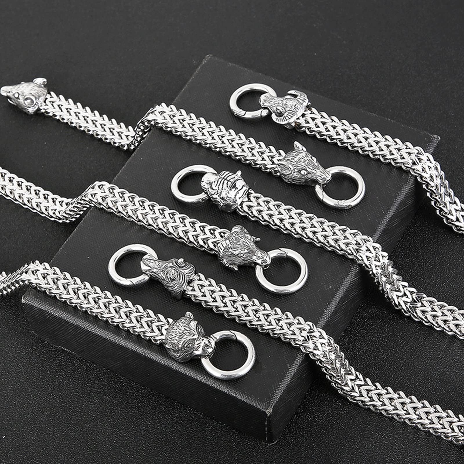 Pulseras Amigas, Cabezas De Animales del Zodiaco Pulsera Pareja Plata Regalo para el cumpleaños de San Valentin