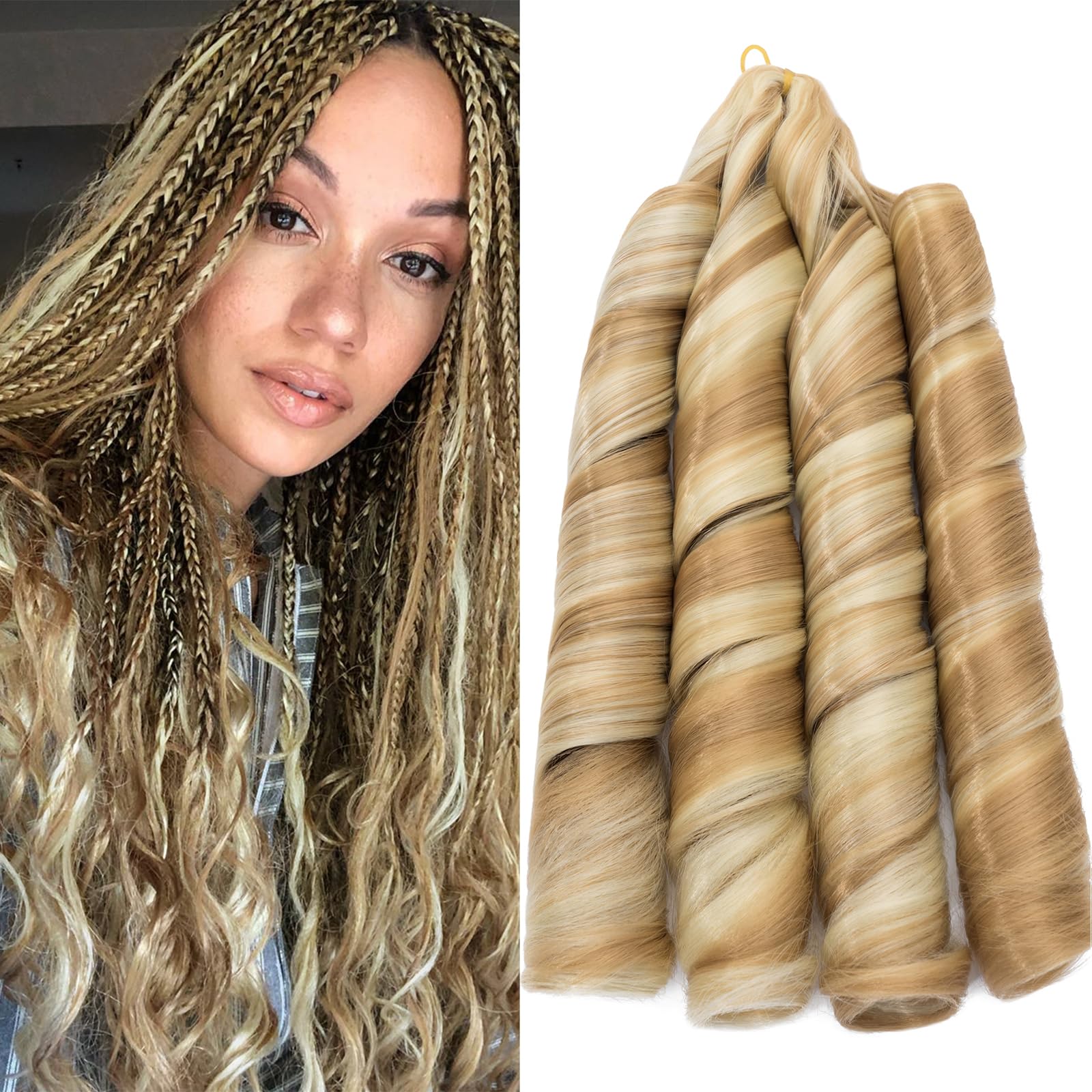 S-noilite French Curl Braiding Hair, 24 inch, 1 Pack, Loose Wavy Spiral Curly Crochet Hair