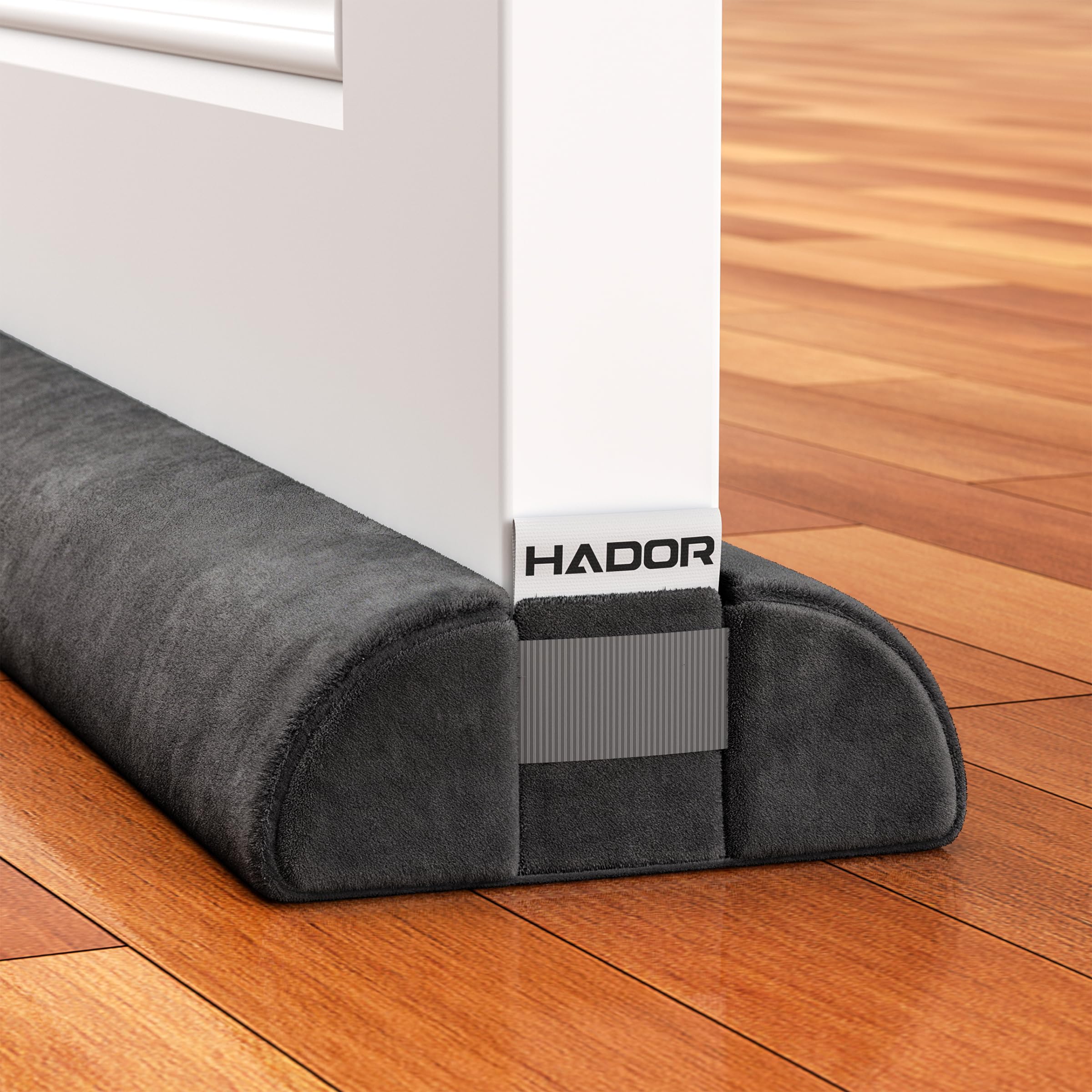 Door Draft Stopper for Bottom of Door, 36 Inch Under Draft Air Noise Light Blocker 30"- 36" Double Side Triangle Soundproof Sweep Filler Seal Gap up to 1.7" for Patio Sliding Door Guard, Black