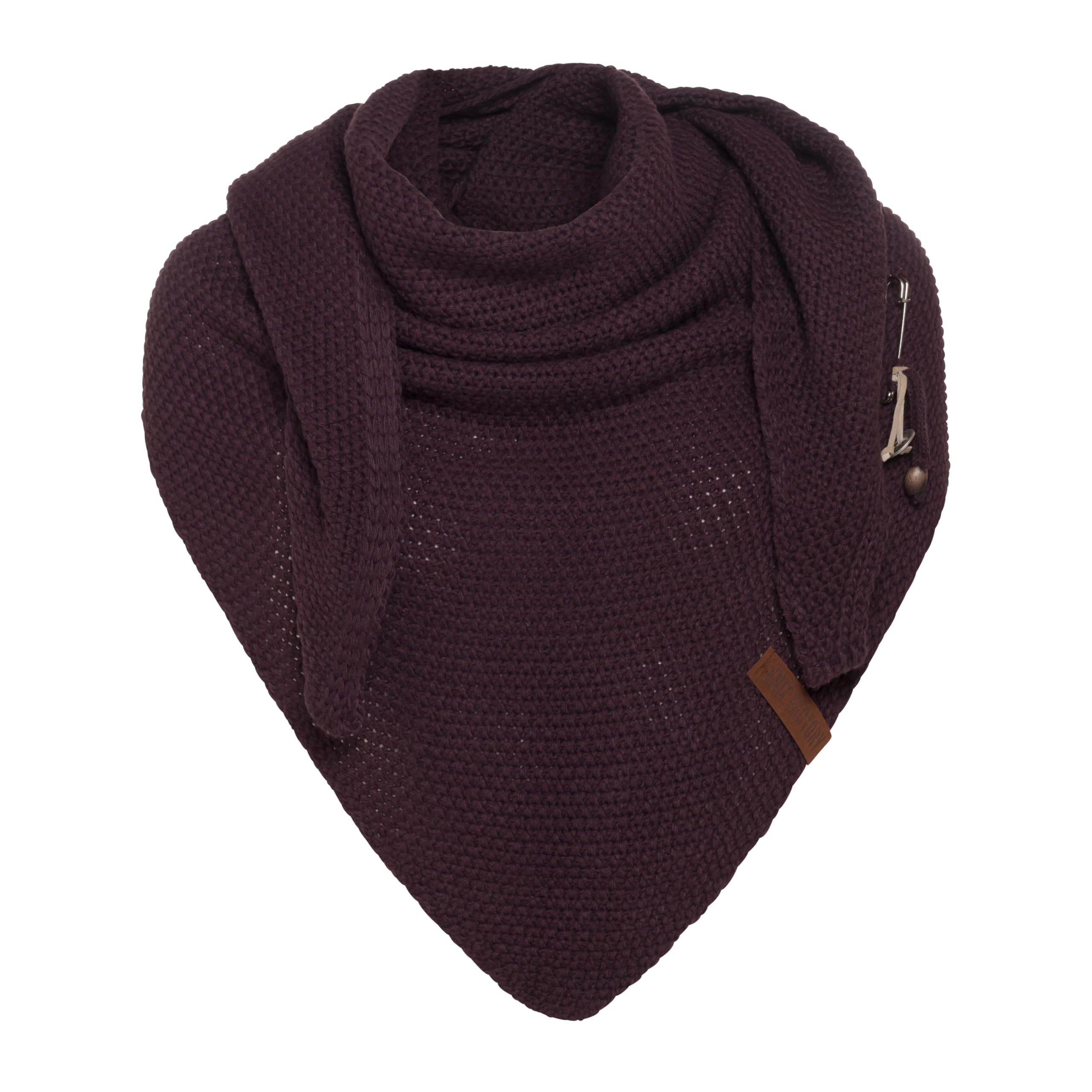 Knit Factory Women's Aubergine - Coco Knitted Shawl - Premium Triangle Scarf - Chunky Winter Scarf - Scarf - Winter Shawl - Manufactured In Europe - Xmas Gift For - 190X85 Cm
