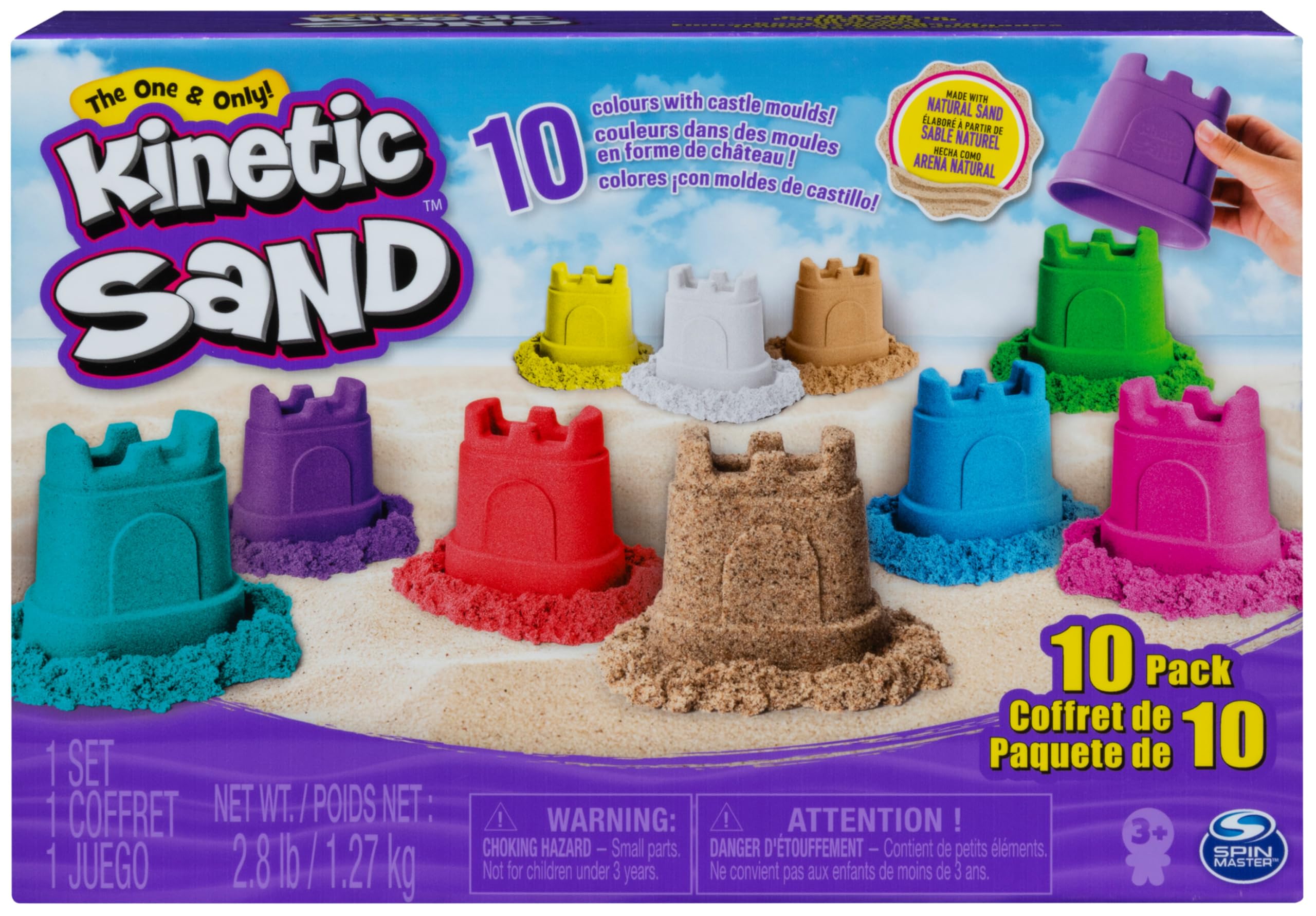 Kinetic Sand - Pack 10 Castillos de 127 g de Arena Mágica de Colores para Mezclar, Moldear y Crear - Kit Manualidades Niños - 6052995 - Juguetes Niños 3 Años +