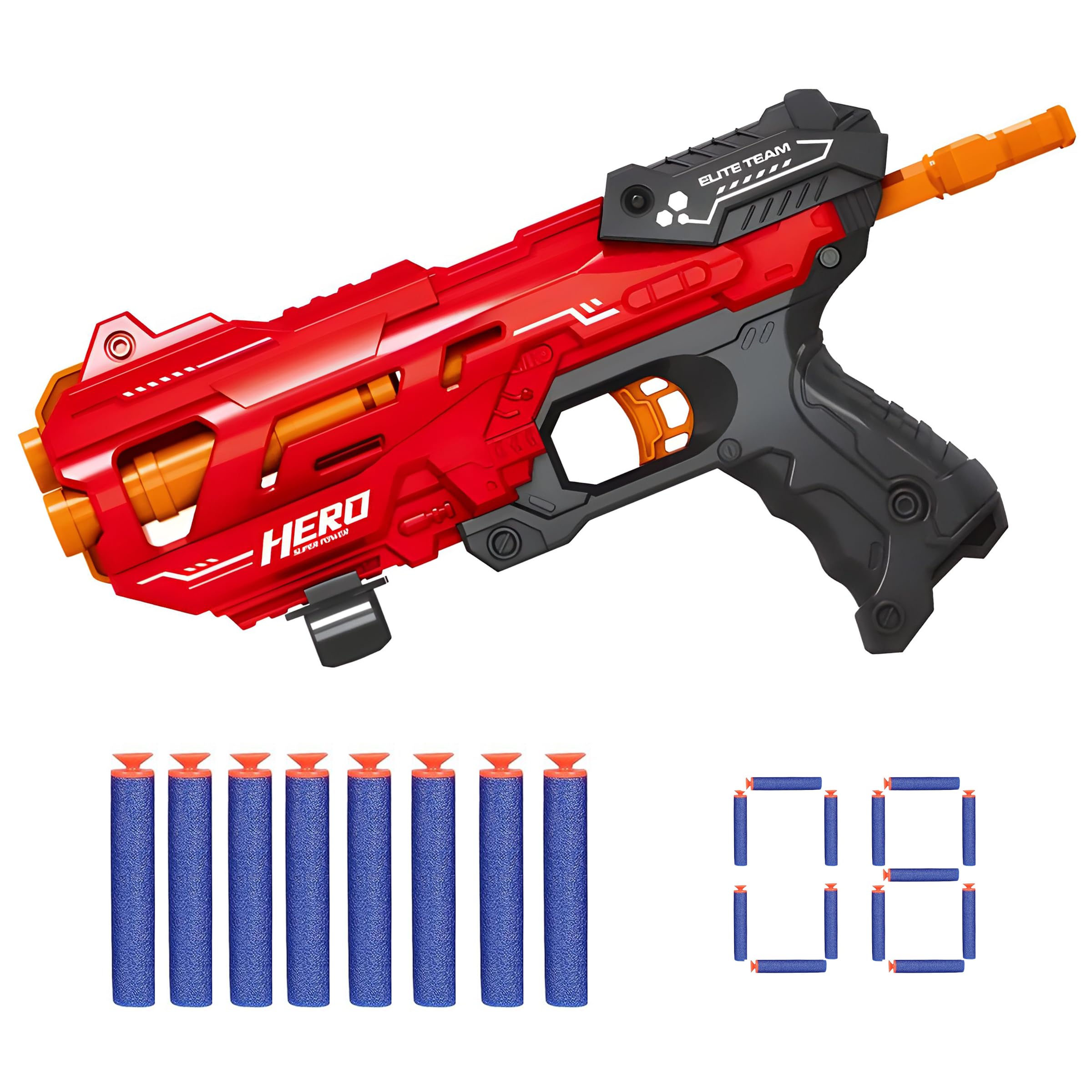 Easy to Shoot Foam Bullet Blaster Gun Toy with 8 Pc Soft Bullets Shooting Fun Outdoor Toy for Little Kids - Red
