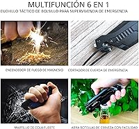 Vista 3 de ALBATROSS Navajas de bolsillo plegables militares tácticas de supervivencia 6 en 1 con luz LED, cortador de cinturón de seguridad, rompedor