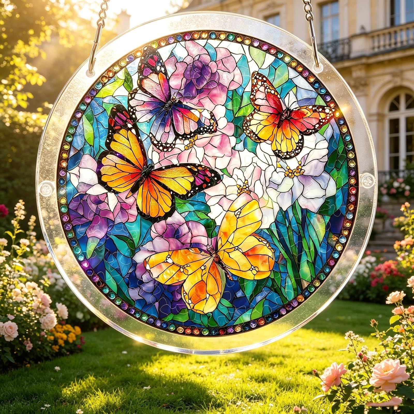 Acrylic Jigsaw Puzzle Suncatcher, Tree of Radiant Glass Puzzles – Jigsaw Puzzle Ornament for Doors Garden, Mother's Day Christmas Birthday Gifts for Women Men (Butterfly)
