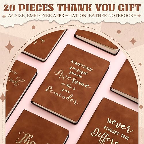 Miniatura 12 de Ctosree 20 cuadernos de cuero A6 de agradecimiento para empleados, regalos de equipo para compañeros de trabajo, cuadernos inspiradores para regalos