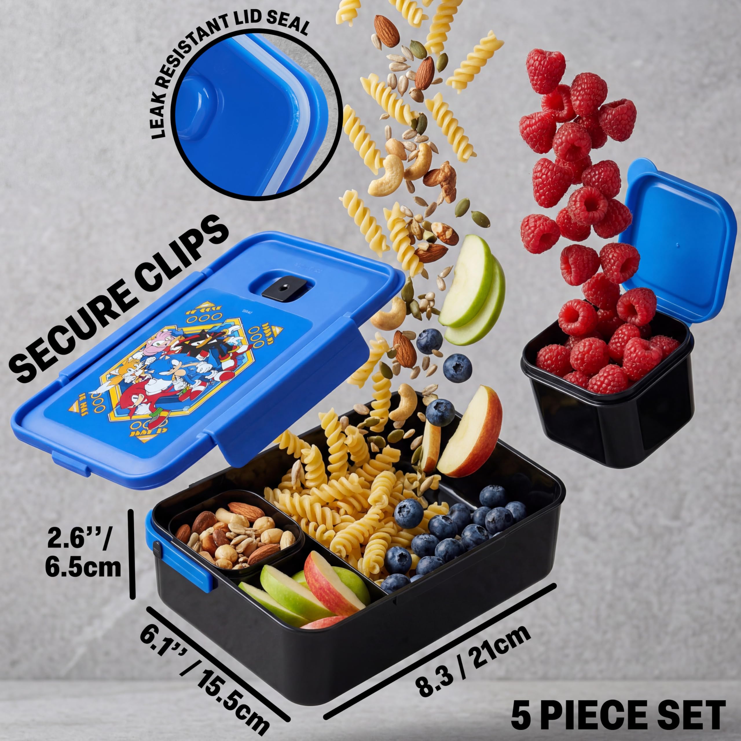 Get Trend SONIC THE HEDGEHOG Set Porta Pranzo Bambini, 3 Pezzi con Borsa Termica, Lunch Box, Borraccia Bambini, Porta Merenda Termico per Scuola e Tempo Libero, Idee Regalo Bambino (Blu/Multi Sonic)